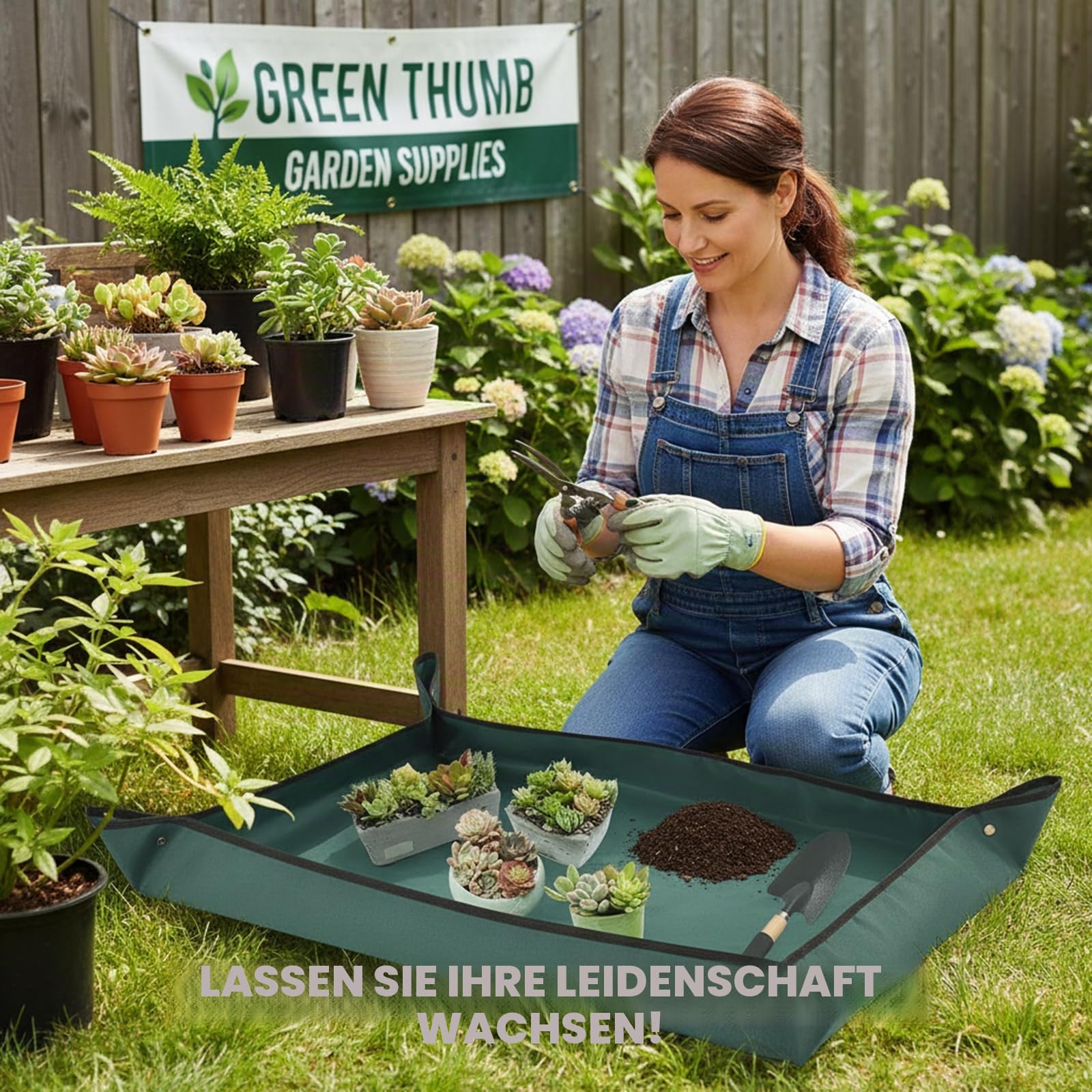 Oxford-Gewebe Pflanze Umtopfmatte Wasserdicht Umpflanzmatte Indoor Sukkulenten Pflanzmatte Tragbare Gartenmatte (110 x 75 cm)