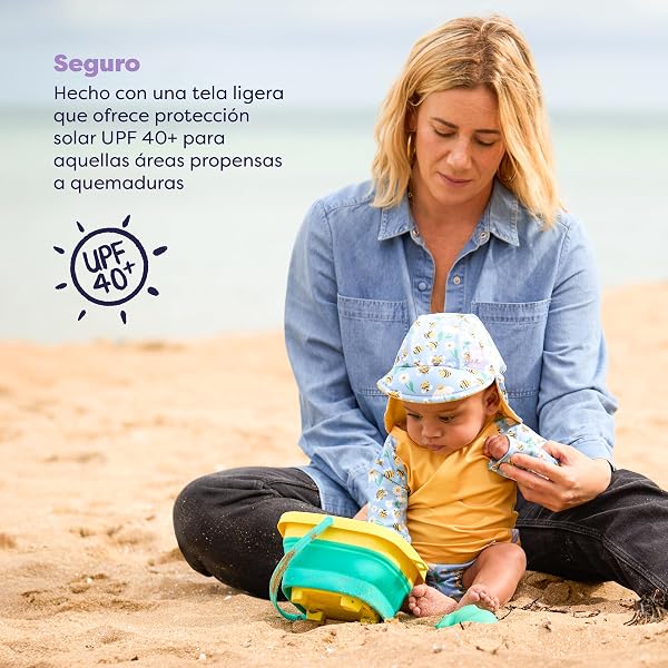 Bambino Mio Conjunto de pañales de natación reutilizables para bebé y niño pequeño unisex (1-2 años) ABEJAS ATAREADAS, protección UPF 40+ | pañales de baño, camiseta y gorro de baño - 5