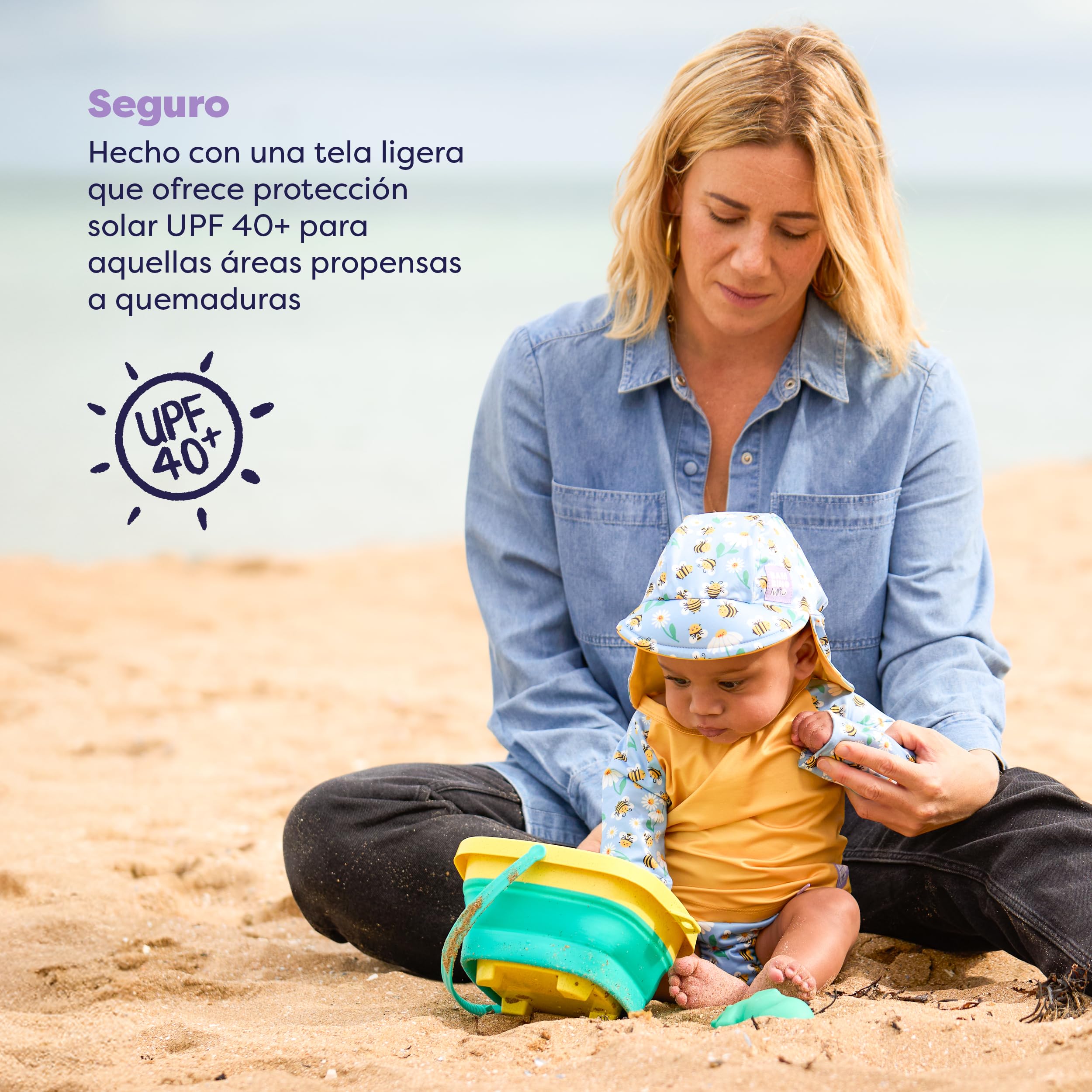 Bambino Mio Conjunto de pañales de natación reutilizables para bebé y niño pequeño unisex (1-2 años) ABEJAS ATAREADAS, protección UPF 40+ | pañales de baño, camiseta y gorro de baño — view 5