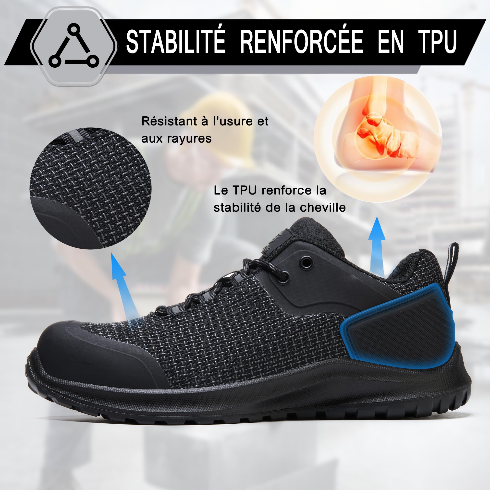ISOOUS Chaussures de Sécurité Hommes Femmes S3 ESD Chaussures de Travail SRC FO Basket de Securite Imperméables