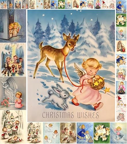 Vista 8 de Decoupage - Paquete de papel (35 hojas de 6 x 8 pulgadas), lindos gatos de Navidad en pueblos forestales invernales, FLONZ, tarjetas de ilustración