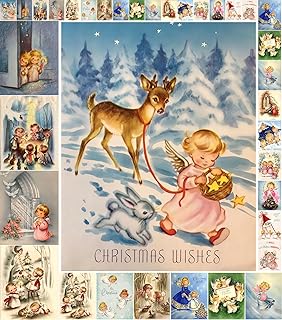 Decoupage Paper Pack (21 Sheets 6"x8") Little Angels FLONZ Vintage Styled Christmas Pictures Cards for Decoupage, Craft and Scrapbooking