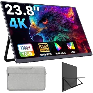 Upperizon Portable Monitor 23.8 inch 4K 3840X2160 144% sRGB 60Hz HDR HDMI USB-C Travel Monitor for Laptop MacBook PC Surface PS5 Xbox, Large External Display with Kickstand & Speakers, VESA Compatible - Amazon product rated Grade B