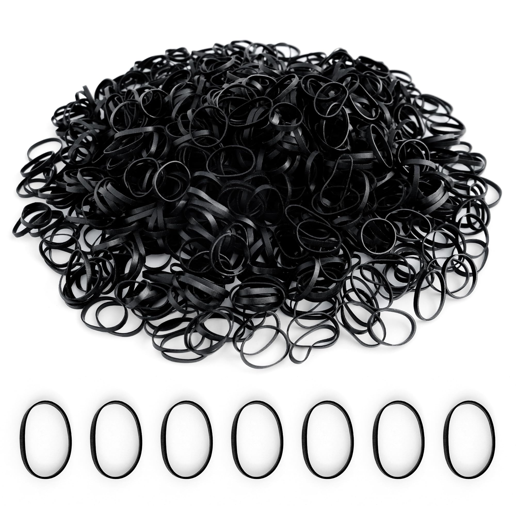 1000 x Black Hair Bands, Mini Hair Elastics, Small Hair Elastics, Women's Hair Accessories, Girls for Braids and DIY Hairstyles