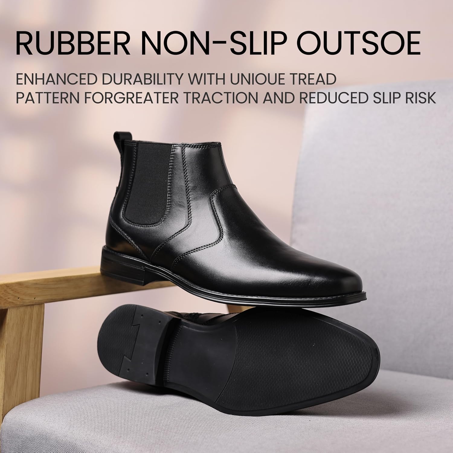 Holy dove Chelsea Boots Men – Genuine Leather,Chelsea Boots for Men with Side Zipper, Casual Slip-On Ankle Boots, Chukka & Oxford Style Dress Boots - Image 6