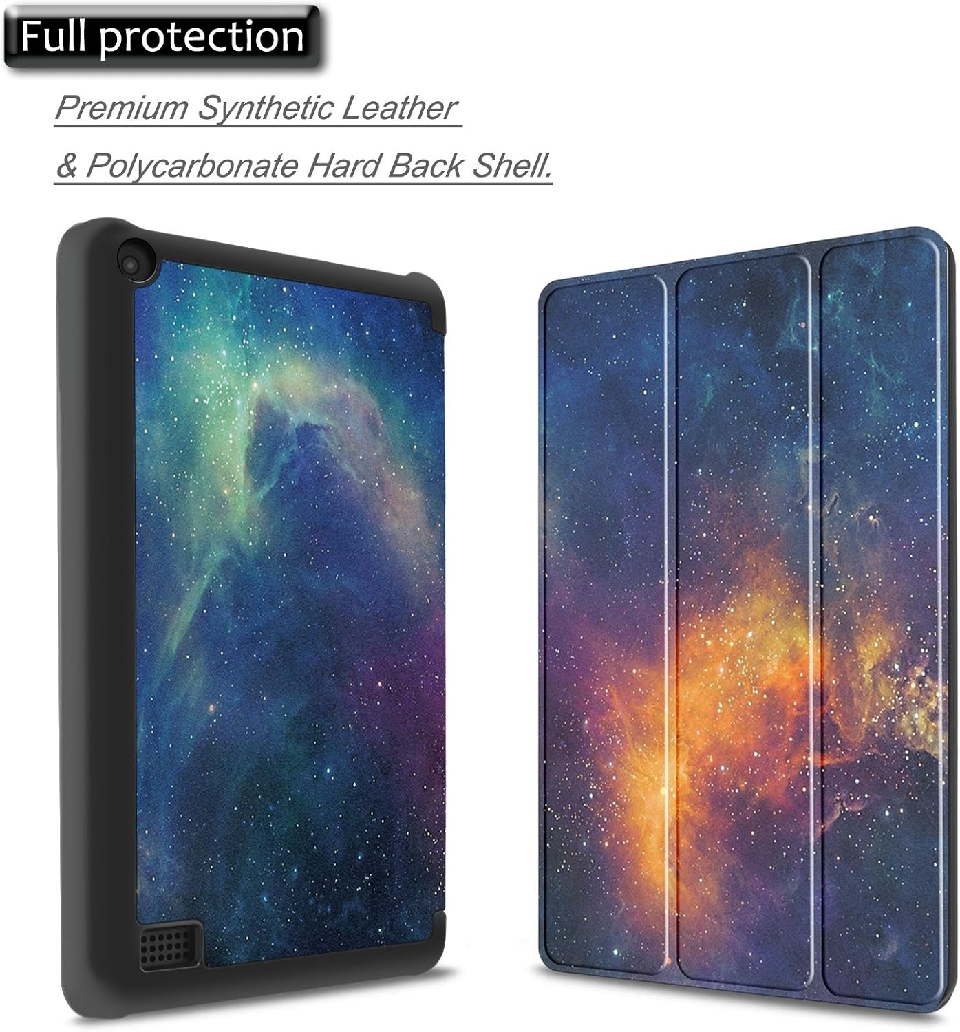 Infiland Case for All-New Fire 7 Tablet (2017 7th Generation) - Ultra Slim Lightweight Tri-fold Stand Cover for All-New Fire 7 Tablet (7th Generation, 2017 Release), Galaxy