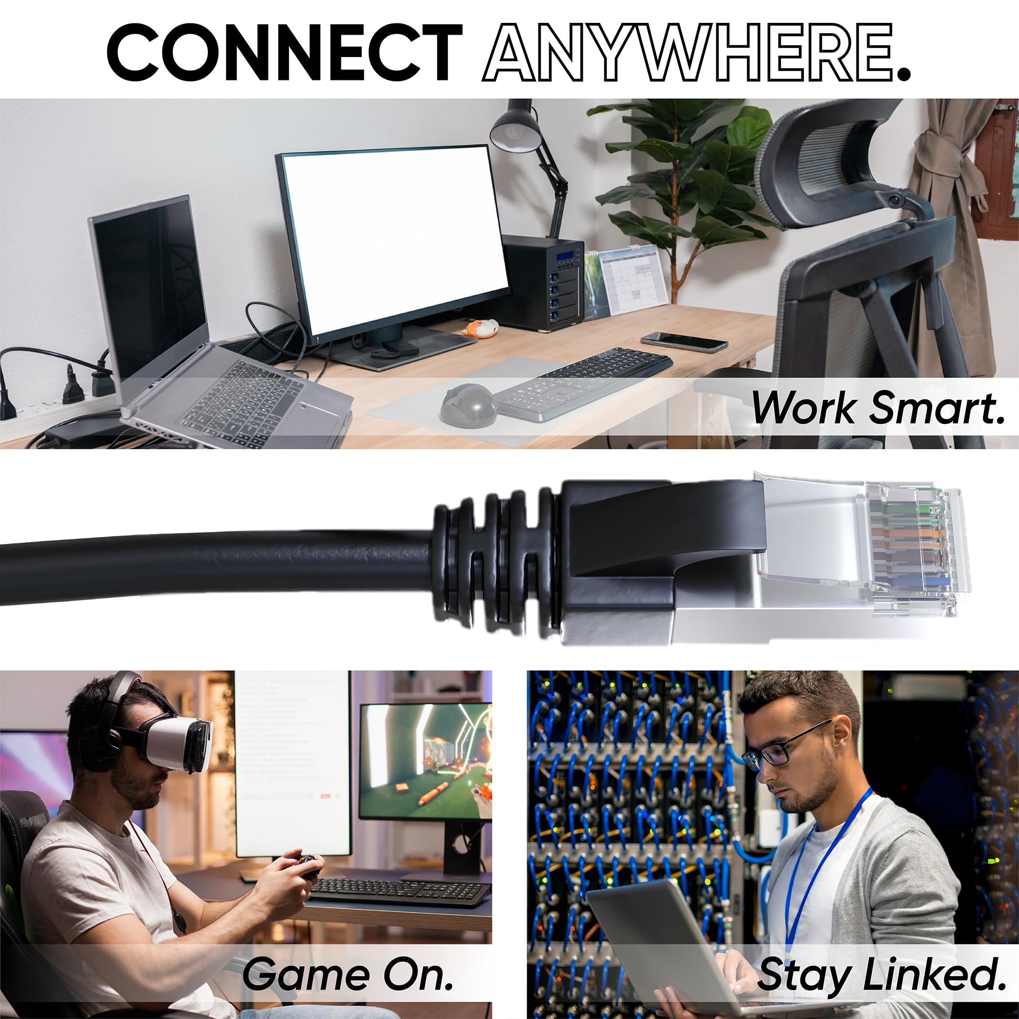 Mr. Tronic Câble Ethernet 15m, Reseau LAN Cat 7 Haut Debit Pour une Connexion Internet Rapide & Fiable | Câble Ethernet, Cat7 RJ45 SFTP (15 Mètres, Noir)