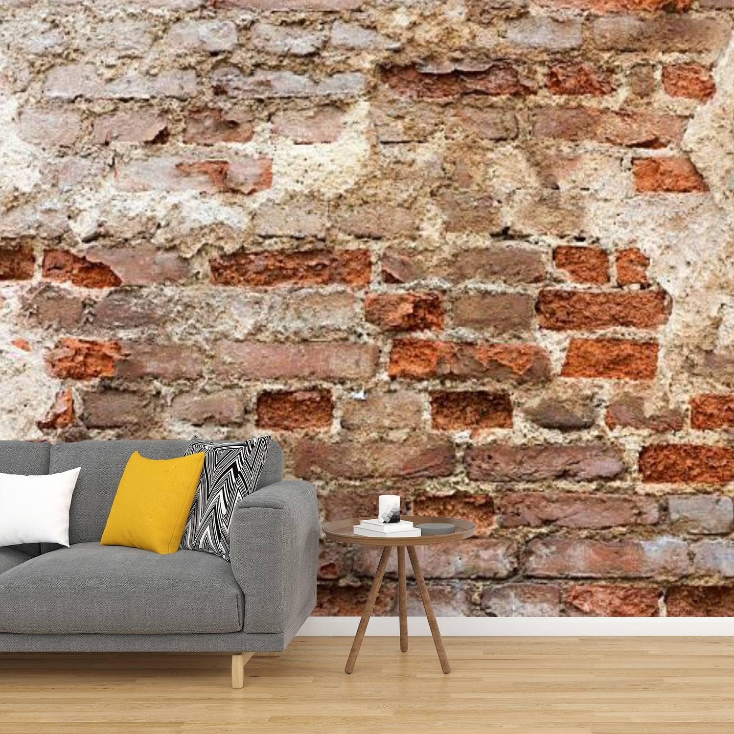 Papier peint panoramique brique 3D pour cacher un mur abime