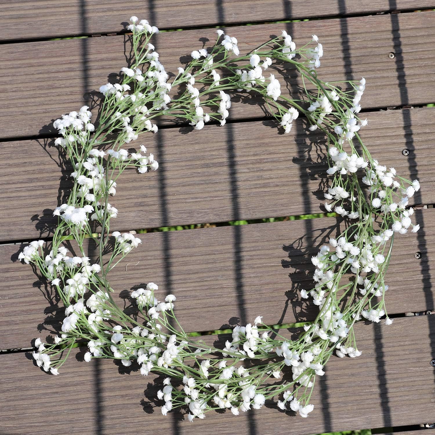 Duovlo Gypsophila Artificial Flowers 5.9FT Gypsophila Crown Greenery Garland Baby Breath Flower Decor for Wedding Home Kitchen Arrangment,Pack of 2 (White)