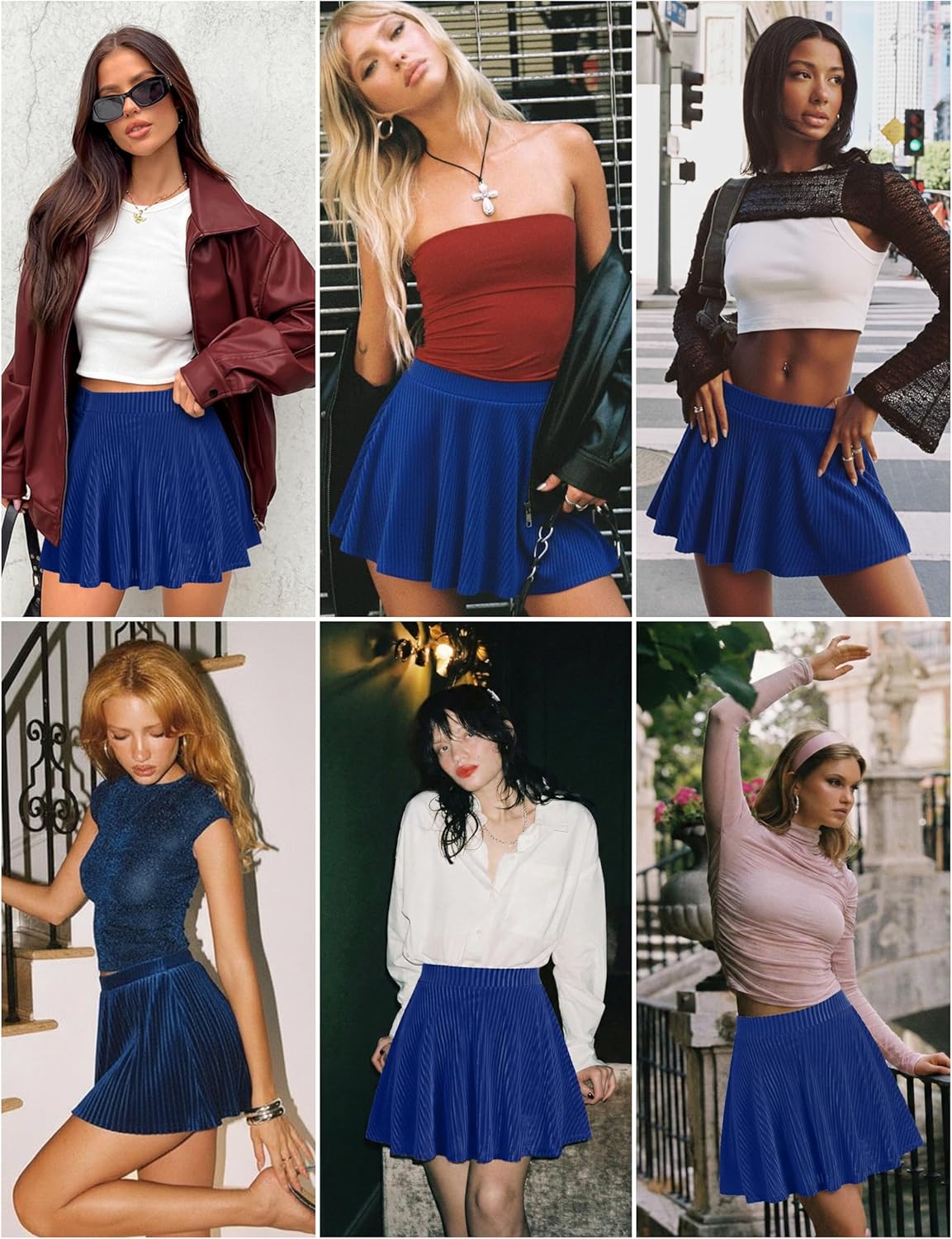 Women's Velvet Mini Skirts High Waisted Pleated Skirt with Shorts Christmas Stretchy Elastic Waistband Skort - Image 2