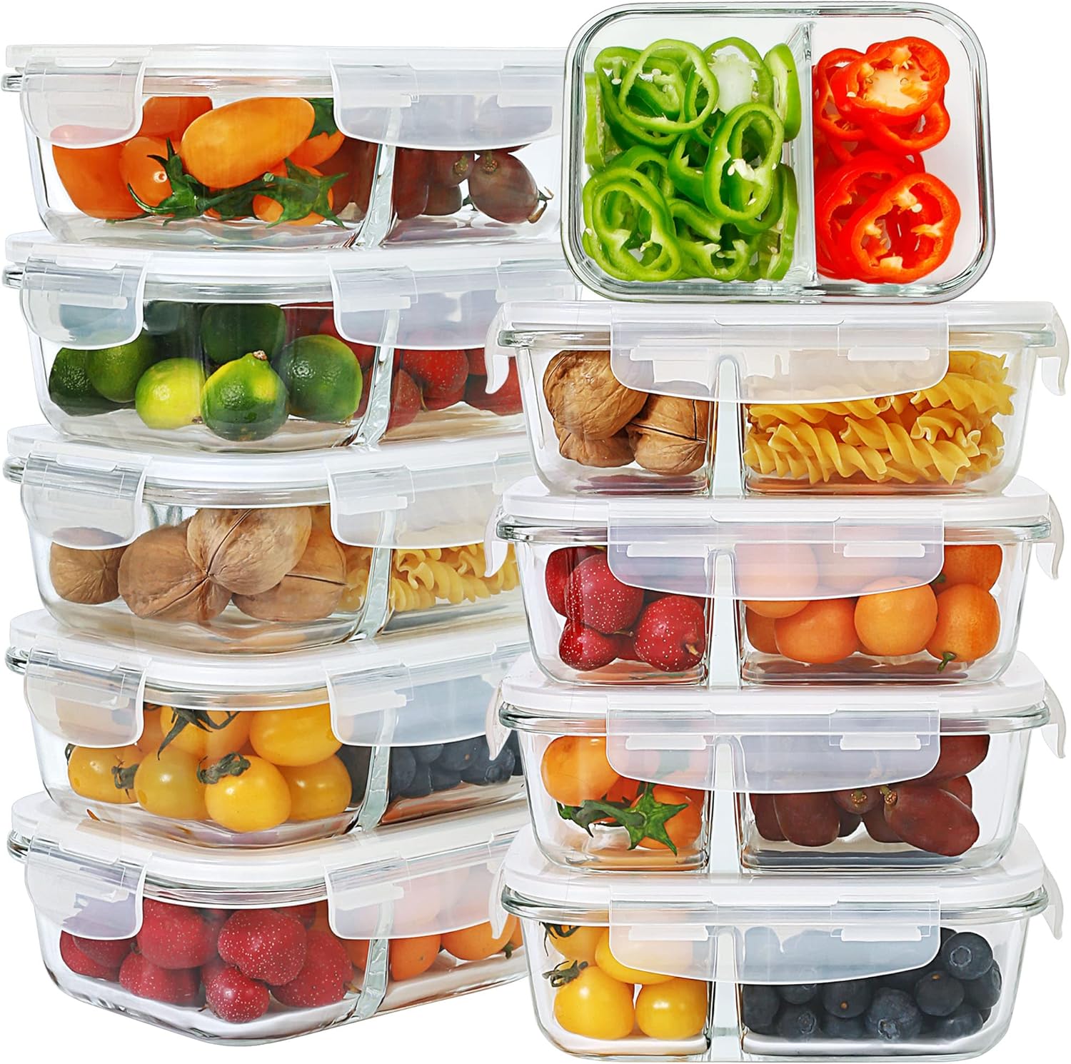 10 Pack Glass Meal Prep Containers Microwave Safe Meal Prep Bowls Glass Food Storage