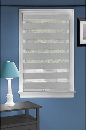 Serenity - Persiana sin cordón de doble capa con diseño de cebra, horizontal, sin cordón, persianas enrollables y tratamientos (31 x 72 pulgadas,