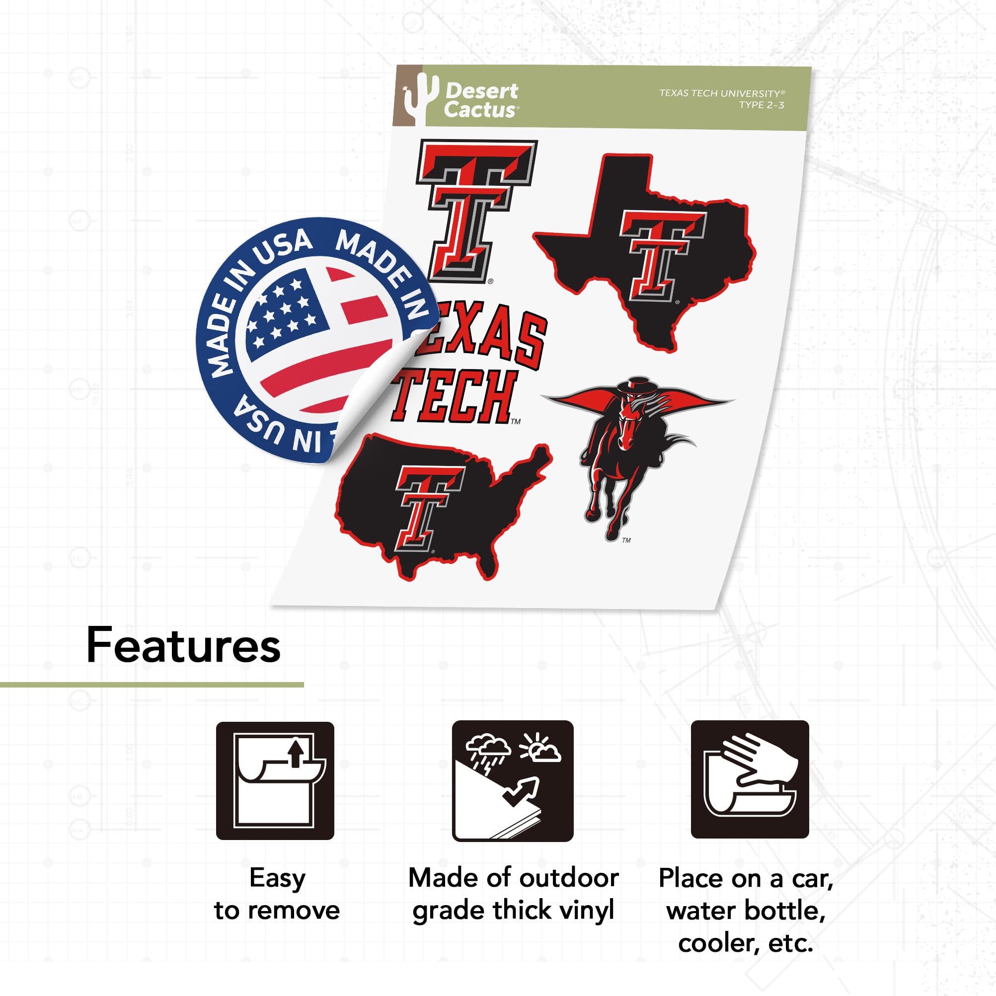 Tri Tech Sticker Texas Tech Stickers For Gift, Car, Water Bottle