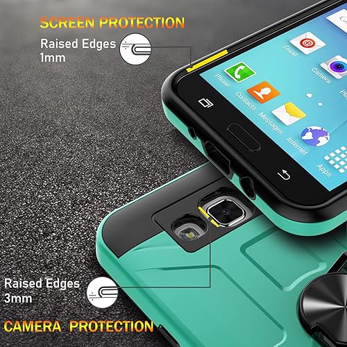 Miniatura 6 de Jeylly Funda para Galaxy J7 con función atril y protector de pantalla, a prueba de golpes turquesa protectora de goma híbrida de plástico resistente