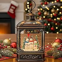 Vista 33 de Linterna de globo de nieve de Navidad, linterna brillante de agua iluminada con cable USB y funciona a baterías, para regalos y decoración de Pesebre