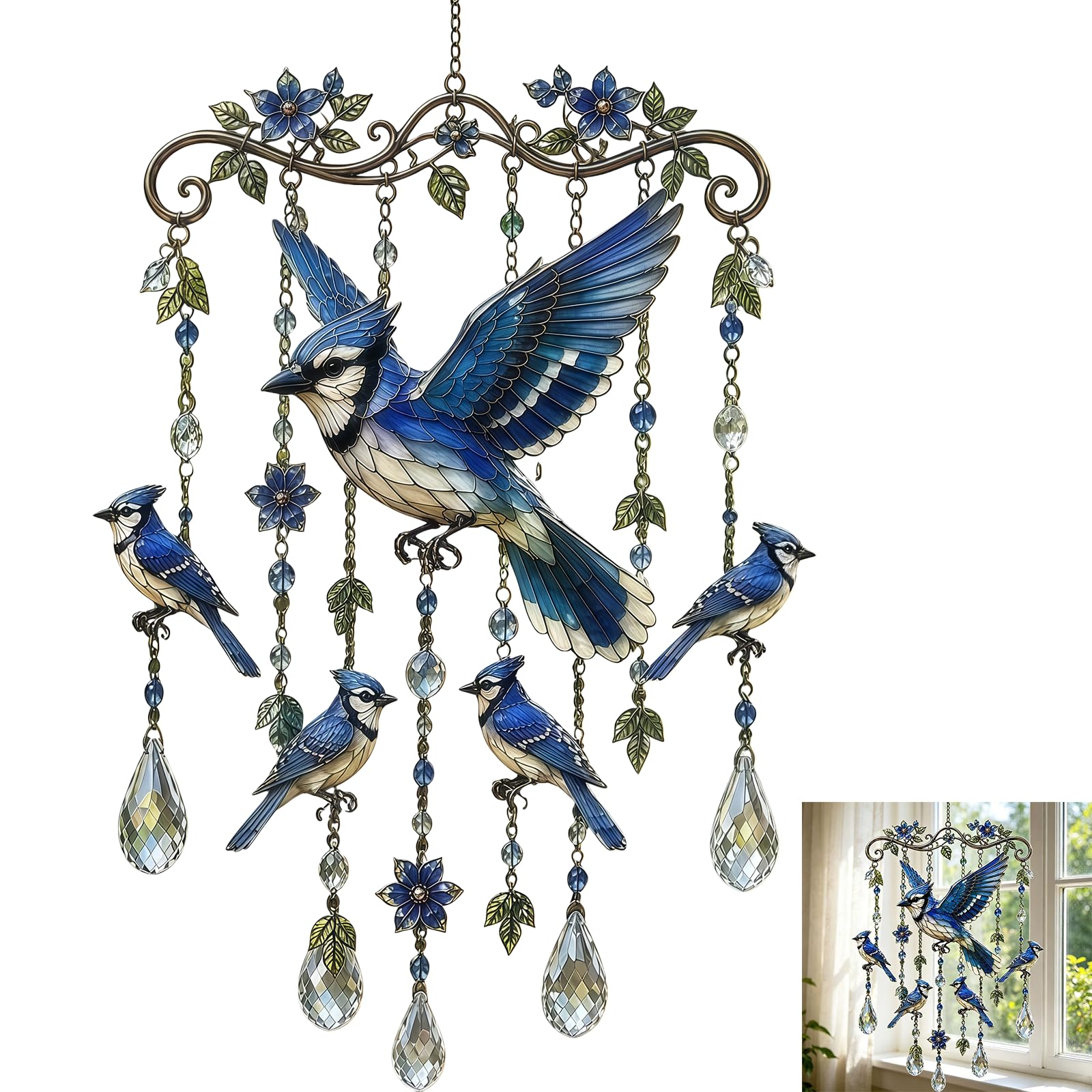 Hummingbird Wind Chimes for Outside, Metal Windchimes Outdoors with Soothing Tone, Garden Porch Patio Yard Hanging Decor, Memorial Gift for Mom Grandma Women (#B)