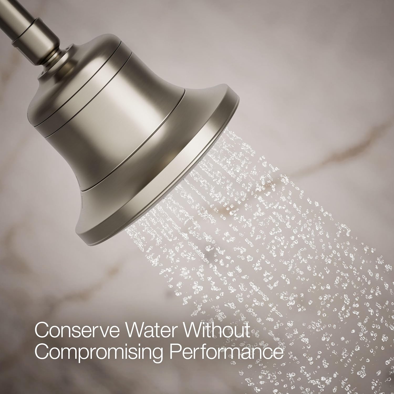 KOHLER 33631-G-BN Cinq Round Single-Function Filtered Showerhead, Five-Layer Filtration, 1.75 GPM, Full Coverage Spray, Premium Durable Material, Vibrant Brushed Nickel