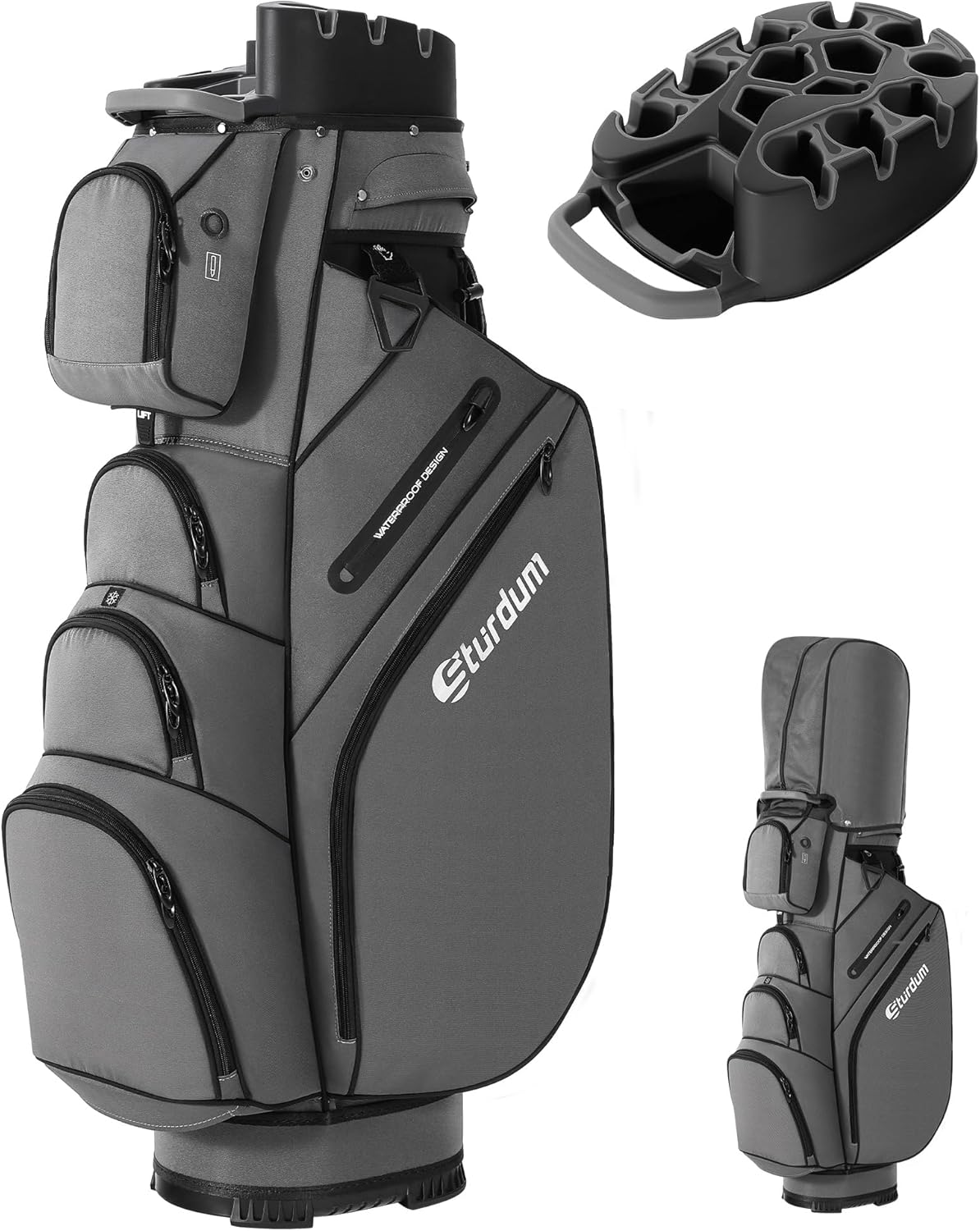 T-Lock Golf Cart Bag, 14-Way Organizer with Full-Length Divider Top, Rigid Inner Shell, Silent Cart Bags for Men with Handles, Ergonomic Padded Strap, Rain Cover