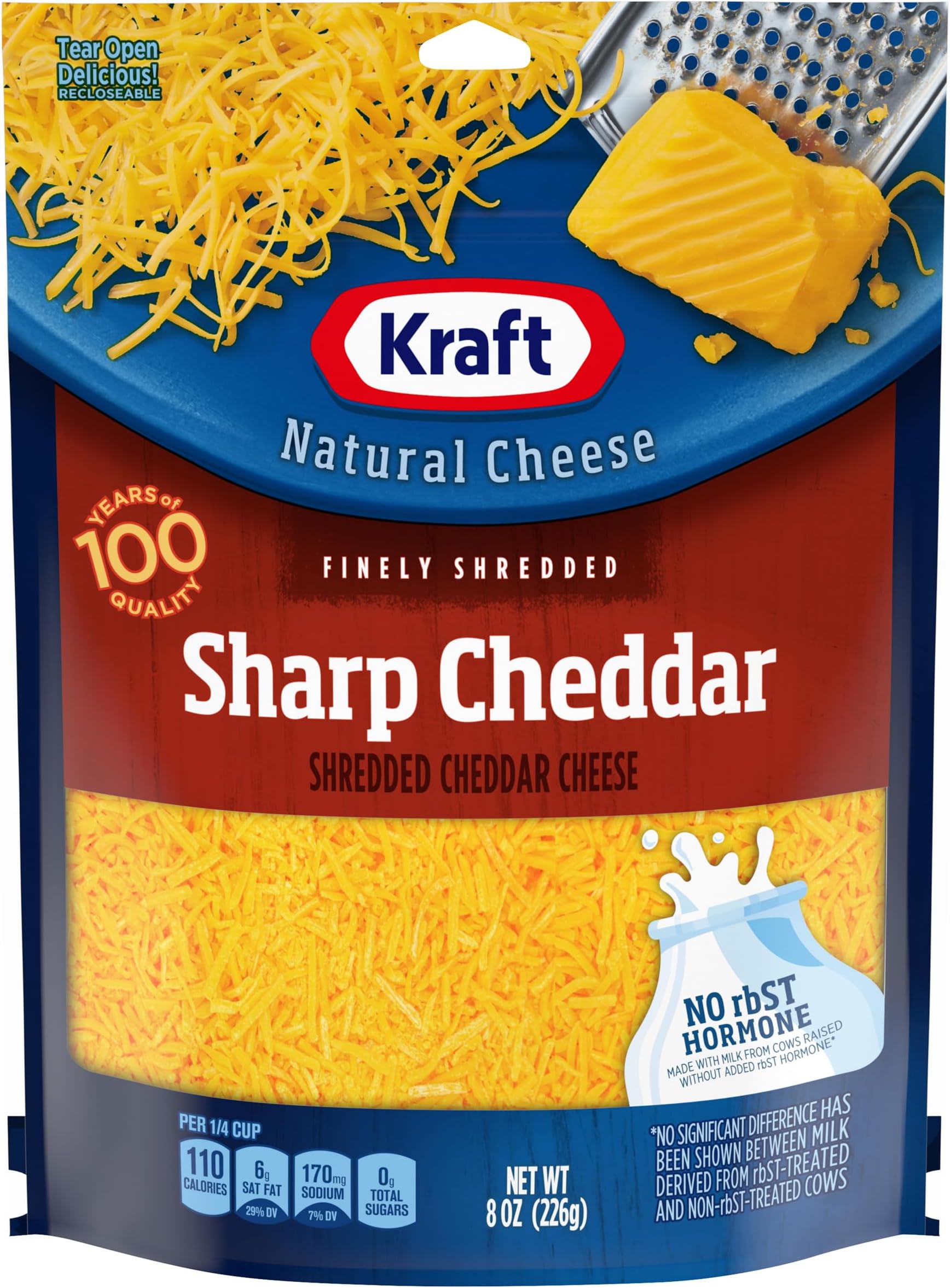 Kraft Finely Shredded Natural Sharp Cheddar Shredded Cheese (8 oz Pouch)
