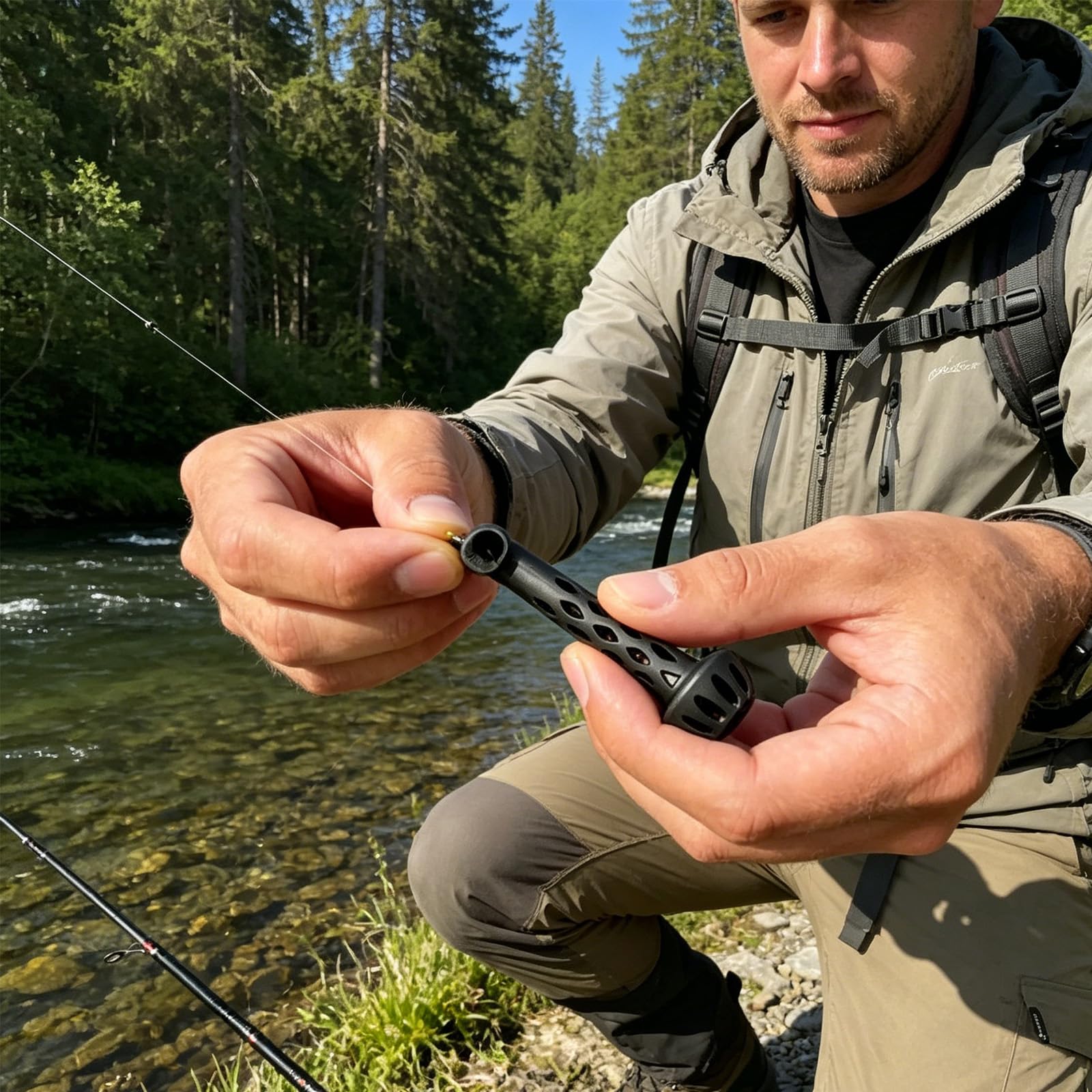 Fly Fishing Magnetic Fly Threader,Universal Helper Knot Assist for Threading Hooks,Fishing Accessory for Easy Rigging & Tying,Works with Most Hooks, Tippets & Rig Styles — view 3