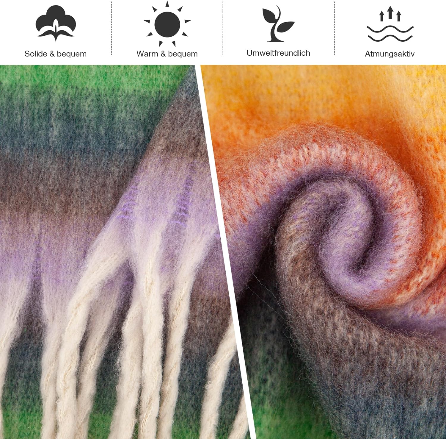 MissShorthair Oversized Chunky Blanket Scarf for Women Winter Warm Colorful Big Scarfs Plaid Thick Scarves Soft Fluffy Shawl - Image 5