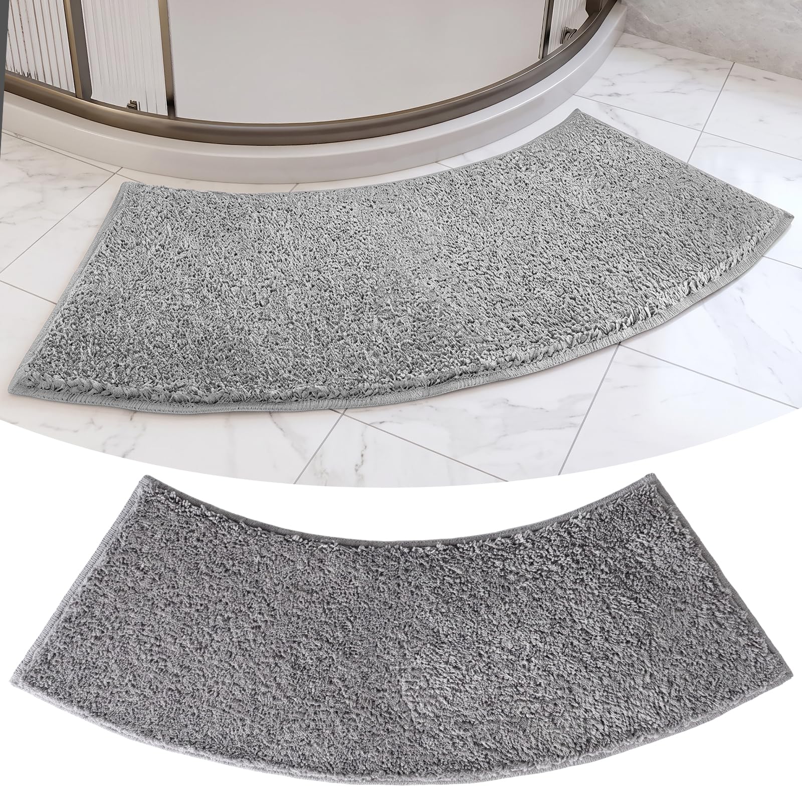 Ruiunchu Bath Mat, Non Slip Shower Mat Curved Shower Bath Mat 40*100cm Grey