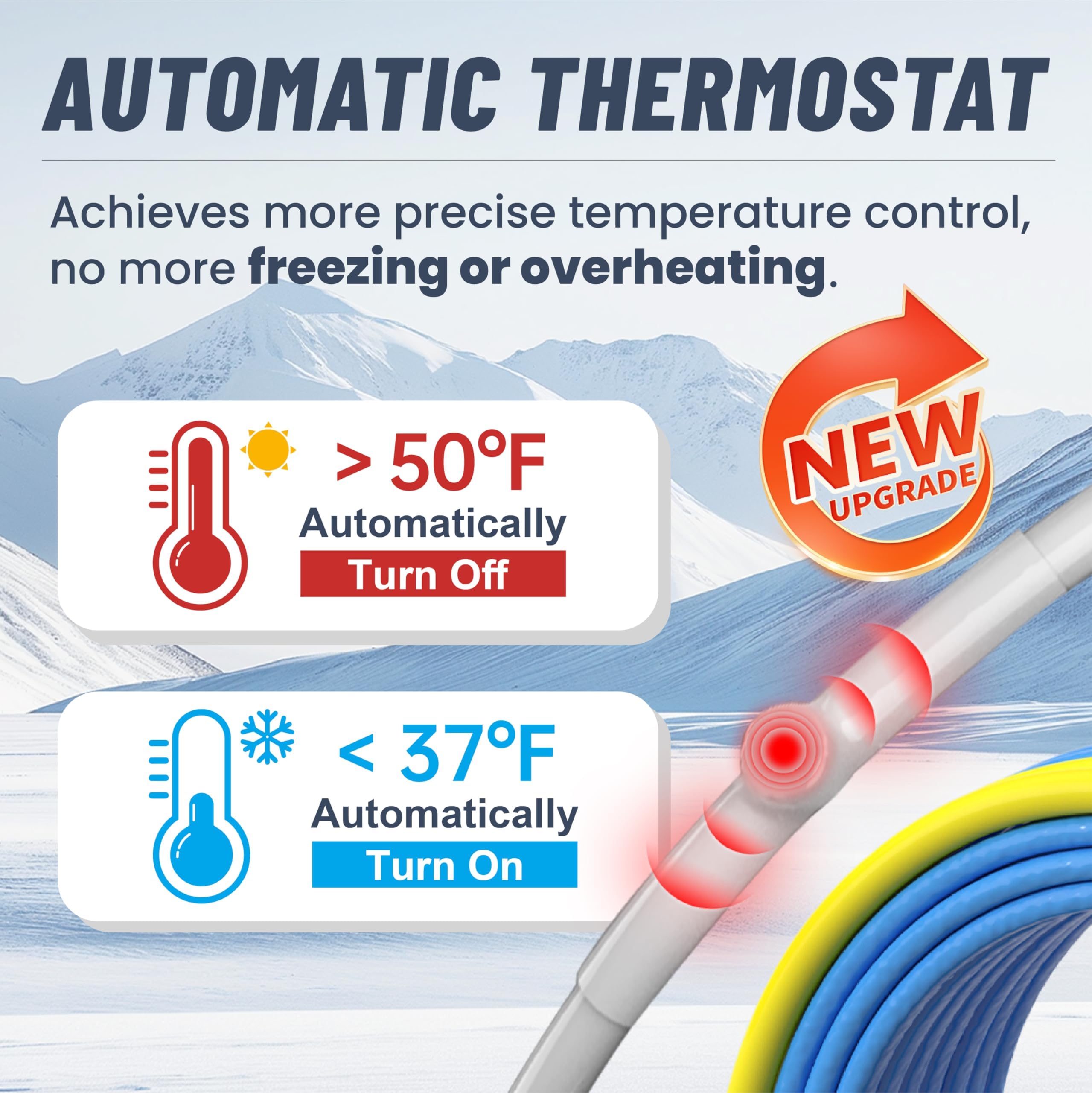 Cinta térmica de doble indicador mejorada de 12 pies para tuberías de agua, rastro de calor autorregulable para tuberías, con sellos de extremo adicionales, para trazado de calor de tuberías