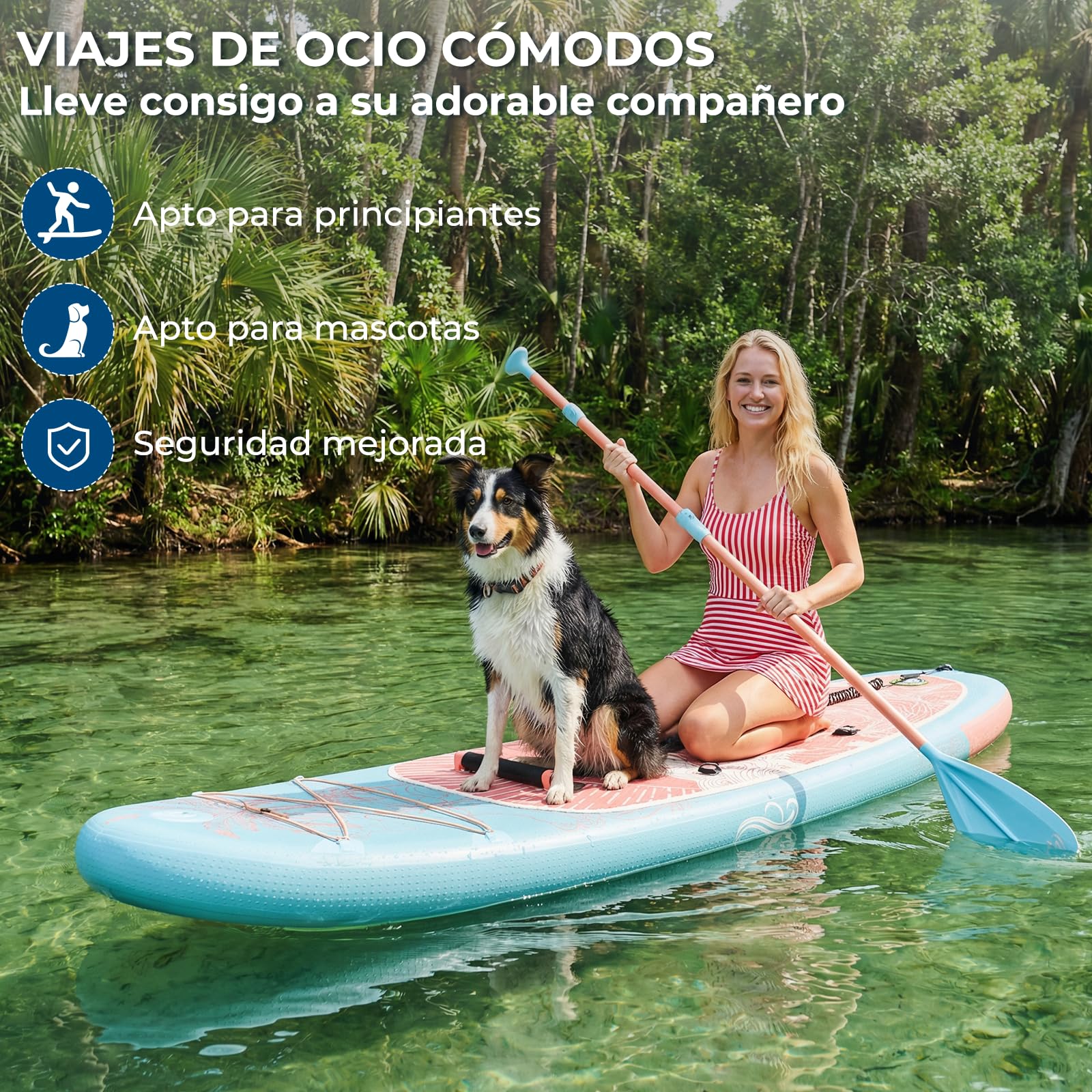 Devoko Stand Up Paddling Board Aufblasbar, mit Universal Kamerahalterung und Sitz. SUP Board Set mit 2-in-1-Sup Paddel. Standup Paddle Boards 320 × 80cm, Geeignet zum Anfänger, Sitzen, Stehen, Liegen