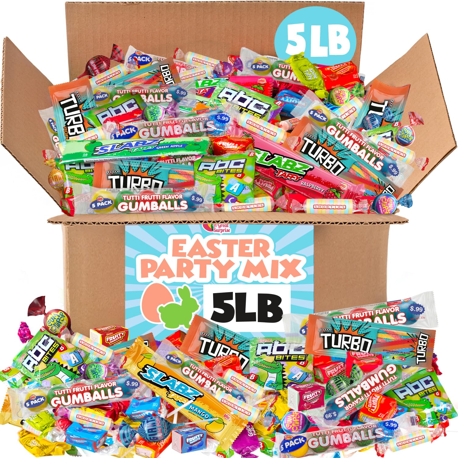 A Great Surprise Pinata Birthday Party Candy Mix - 5 Pounds - Big Bulk Parade Candy - Birthday Candy for Candy Bags - Individually Packaged Candy - Variety Pack