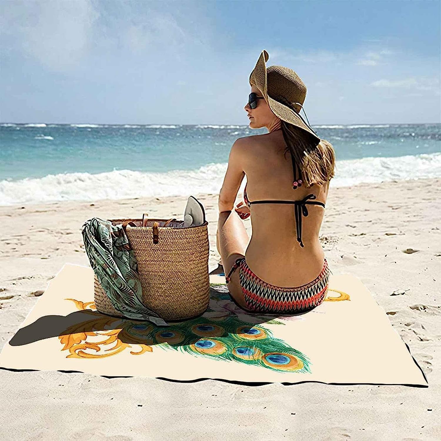 Strandtuch Tier Pfau 3D Badetuch Mikrofaser Campingtuch Schnelltrocknendes Handtuch Sandfrei Ultraweiches Reisehandtuch Tragbar Badetuch Für Reisen Strand Schwimmen Wandern XXL 200 X 200 cm -6V0J