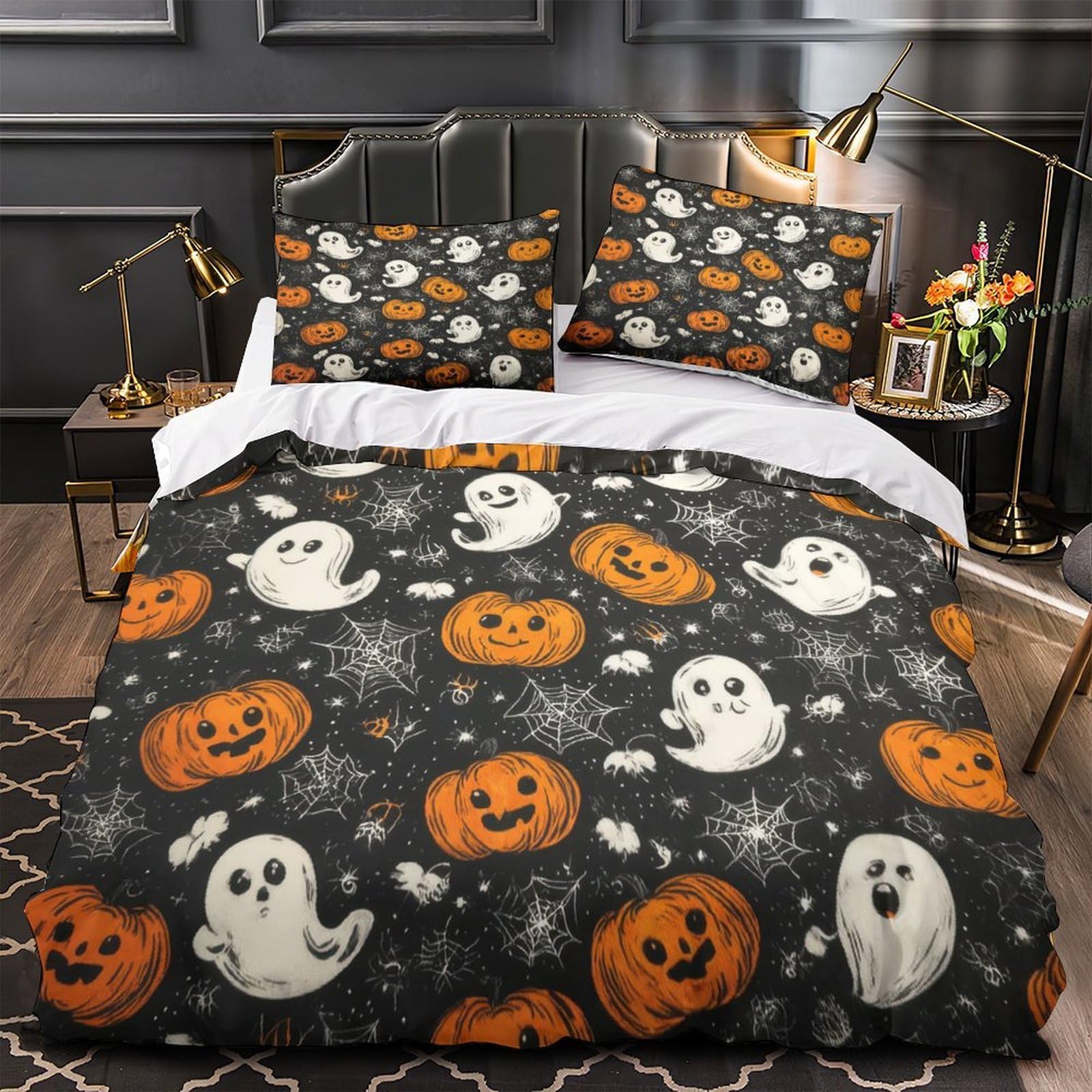 Parure de lit microfibre de qualité supérieure avec housse de couette imprimé 3D Halloween