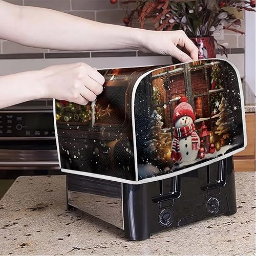 Vista 200 de UNICEU Funda acolchada para tostadora con patrón de café, se adapta a la mayoría de tostadoras estándar de 4 rebanadas patrón de café,Hojas de otoño