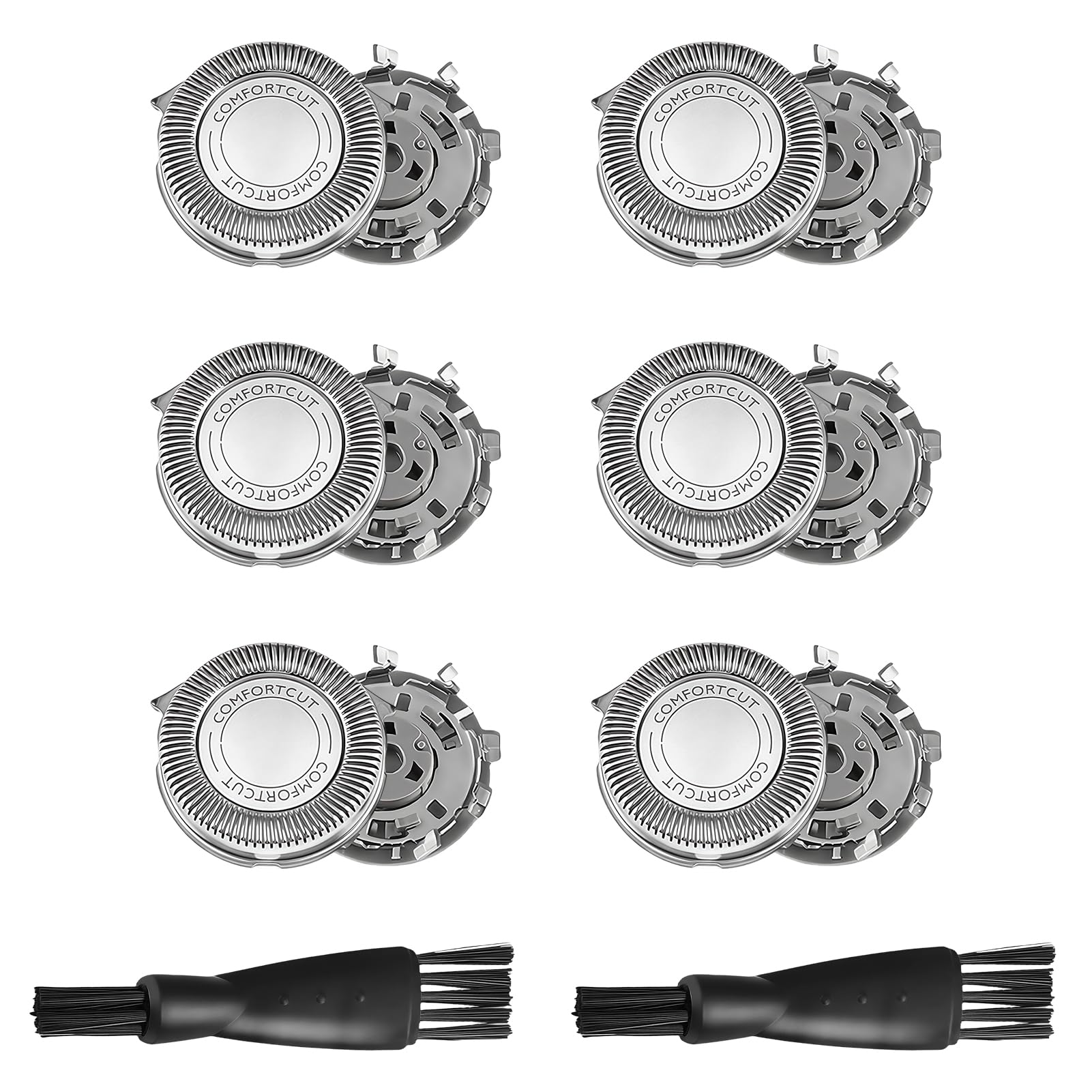 6 pcs Cuchillas de Repuesto para Afeitadora Compatible con Philips Series 5000 6000 3000 2000, Incluye Cepillo de Limpieza, Recambio de Cabezales SH30/SH50, para Afeitado Eléctrico