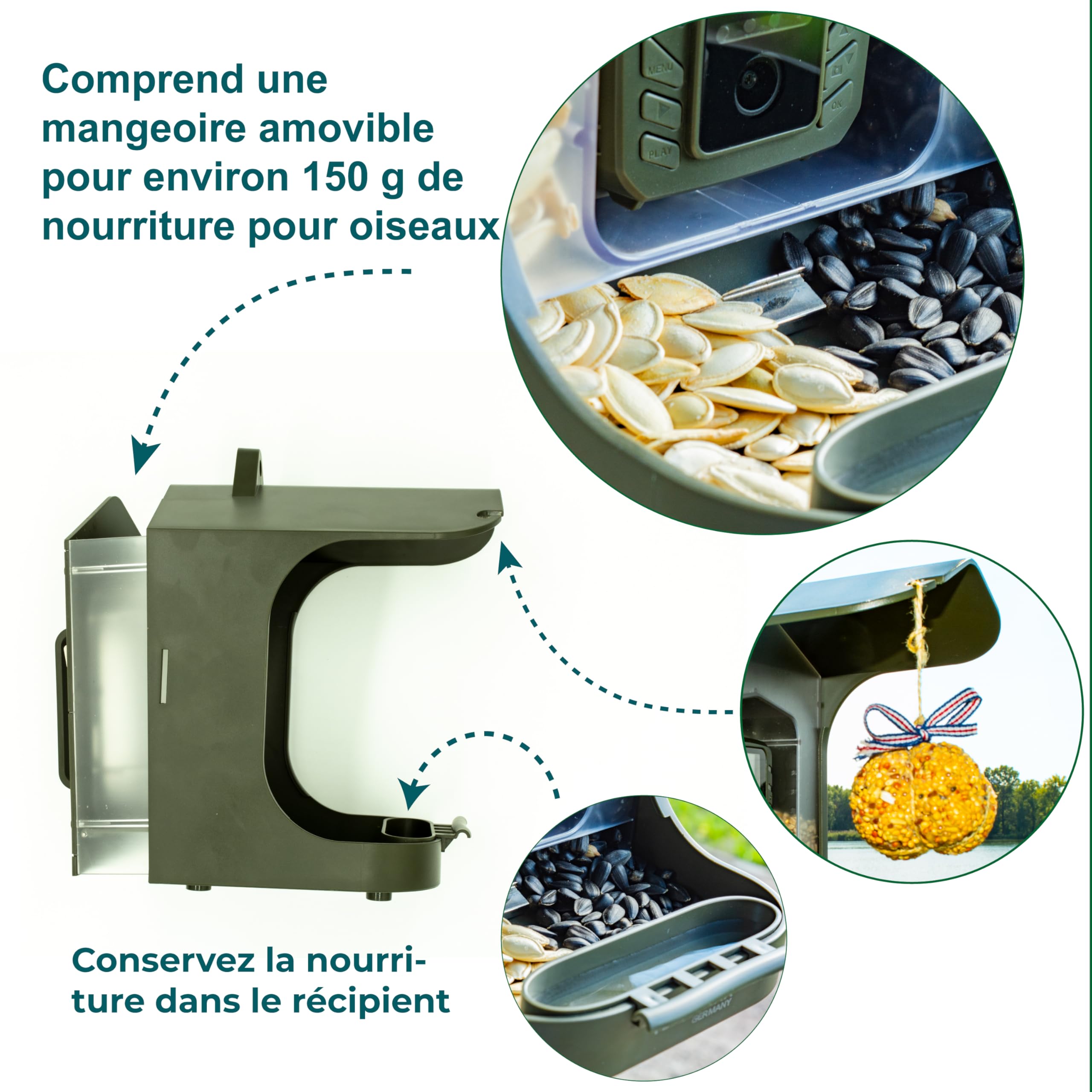 Technaxx Nichoir avec Caméra Full HD 1080p – Mangeoire Extérieure avec Angle 100°, Vision Nocturne, Détecteur PIR, Ralenti, IP56 Étanche, Montage Mur et Balcon – TX-165