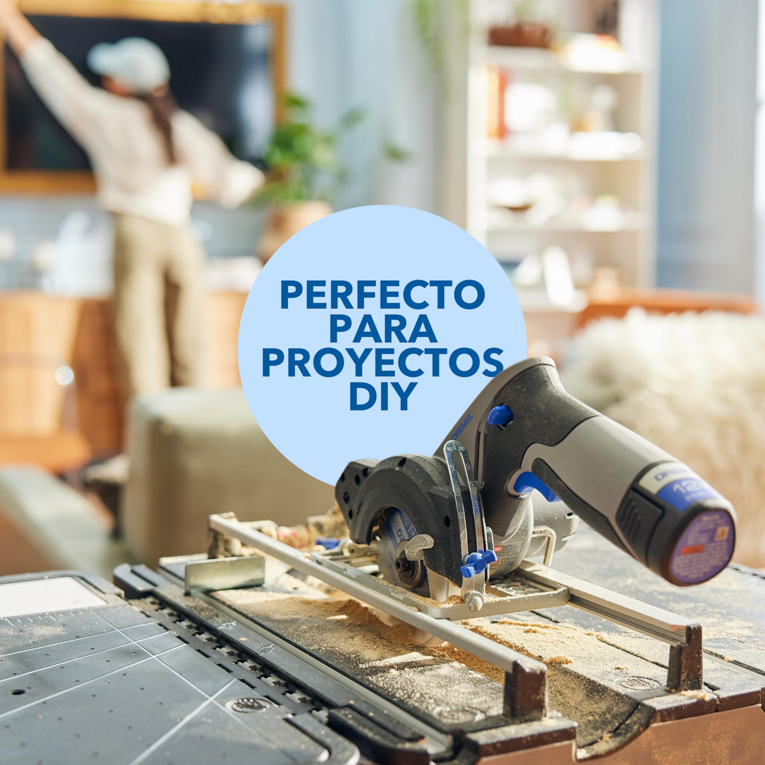 Dremel Blueprint Estación de Sierra Circular Portátil 12V Sin Escobillas con Estación de Trabajo 1x Disco Multimaterial, 1x Guia de Corte, 1x Adaptador de Polvo, 2x Gatos