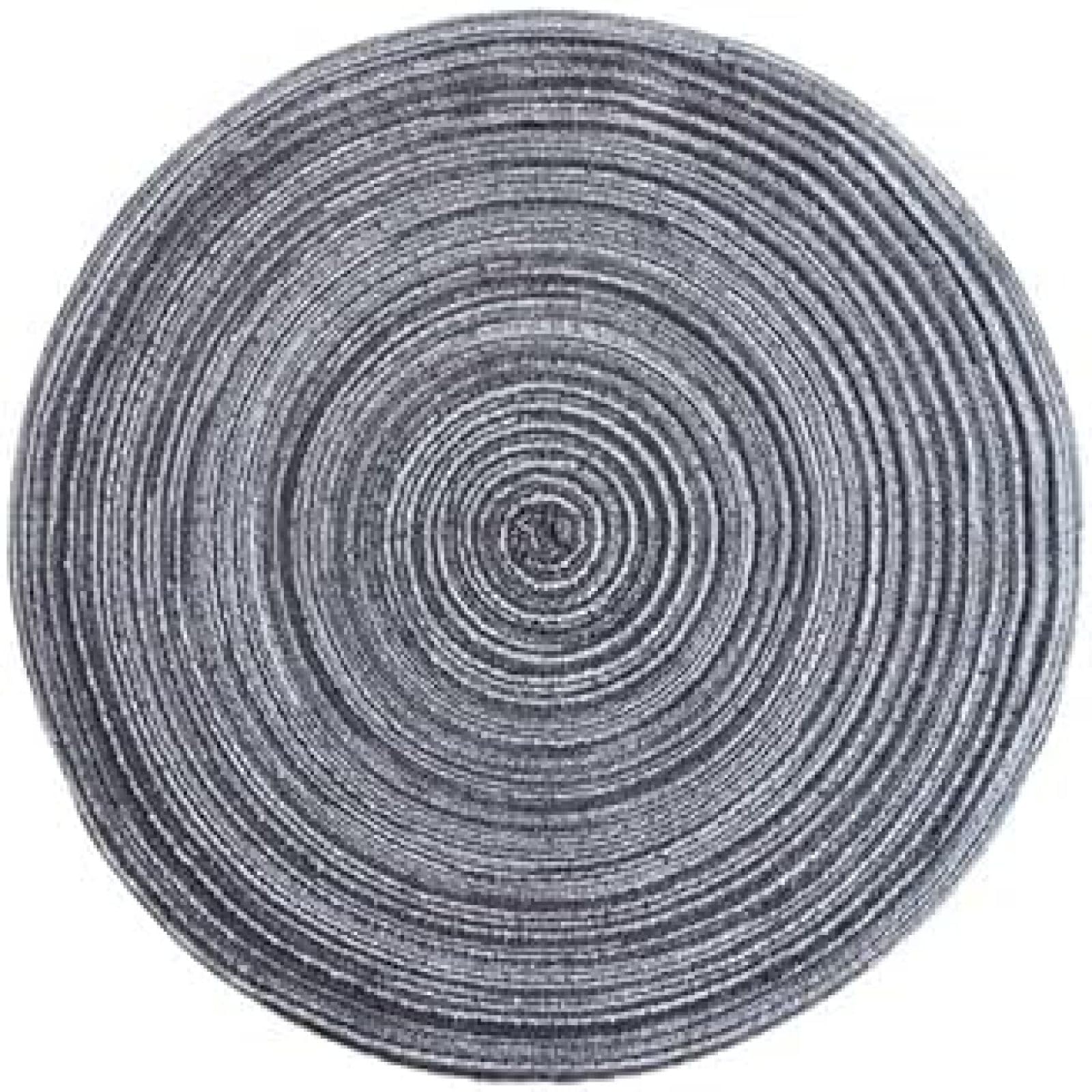 Set de table rond beige 38cm en polyester tissé résistant lot de 2
