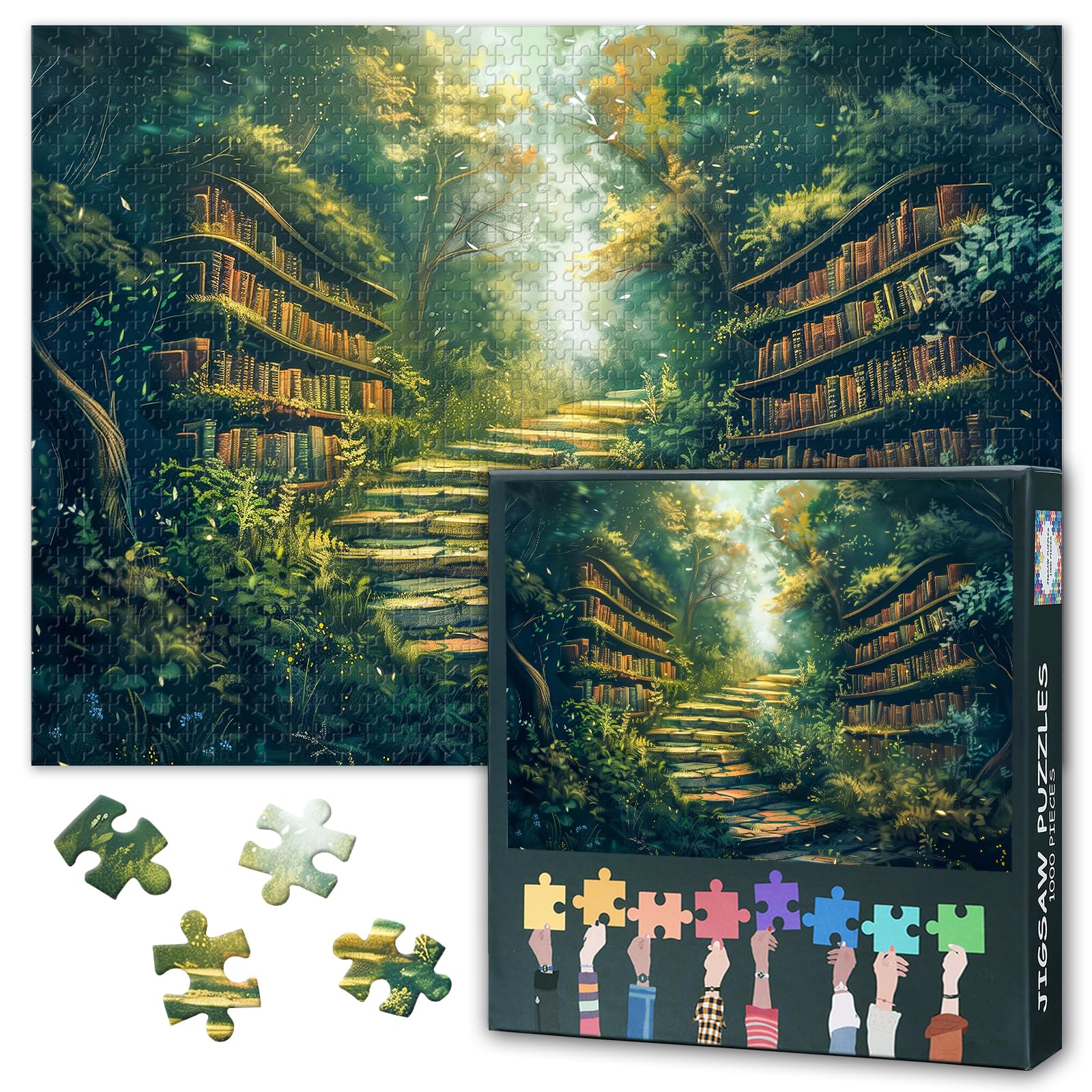 Jigsaw Puzzles for Adults 1000 Pieces Garden Library Jigsaw Puzzles for Adults Gifts Challenging Library Puzzle for Home Decor Family Games 27.5"X19.7"