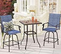 Vista 23 de PHI VILLA Juego de 2 taburetes de bar giratorios para exteriores, sillas de patio altas de 30 pulgadas de altura con tela de textileno para todo