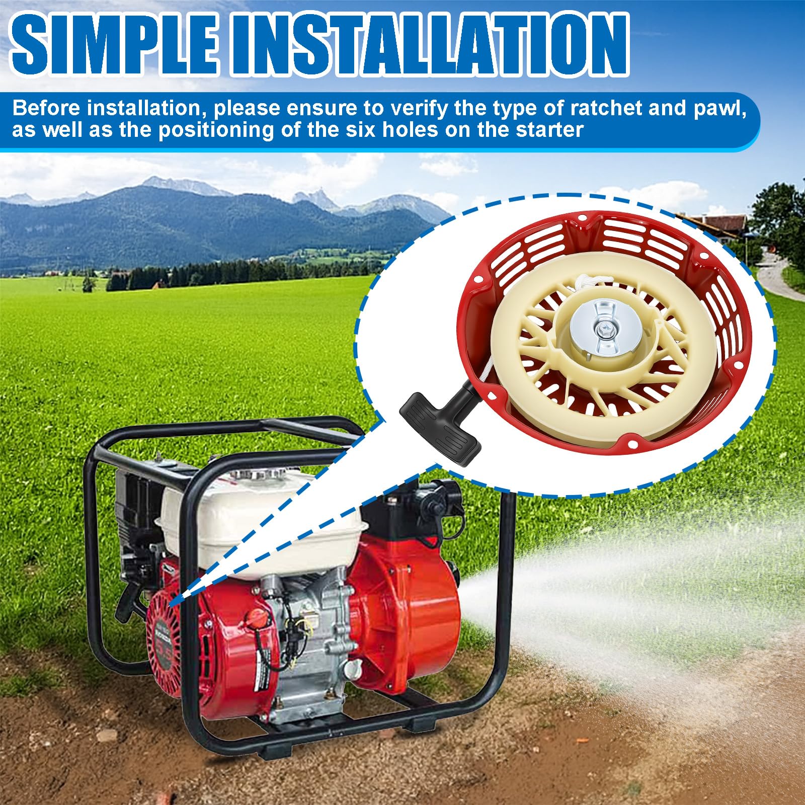 Avviatore a Strappo Compatibile con Honda GX340 GX390, per Motori a Benzina 339cc 389cc 420cc, Sostituisce 28400-ZE3-W01, Recoil Starter per Macchine da Giardino