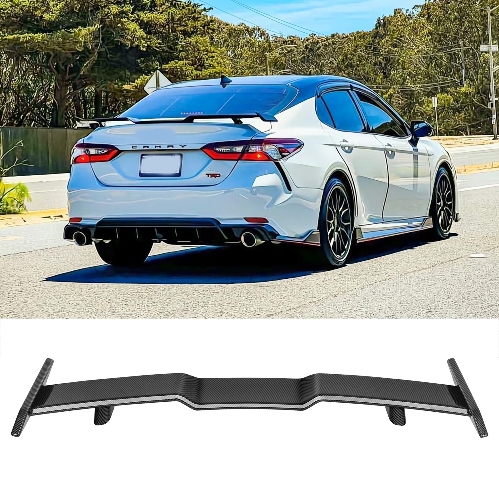 JMTBNO 57 Inch Universal Rear Spoiler Wing,Carbon Fiber Car Wing Trunk Spoiler Aleron Trasero Compatible with 2018-2022 8th Gen Camry LE SE XLE XSE