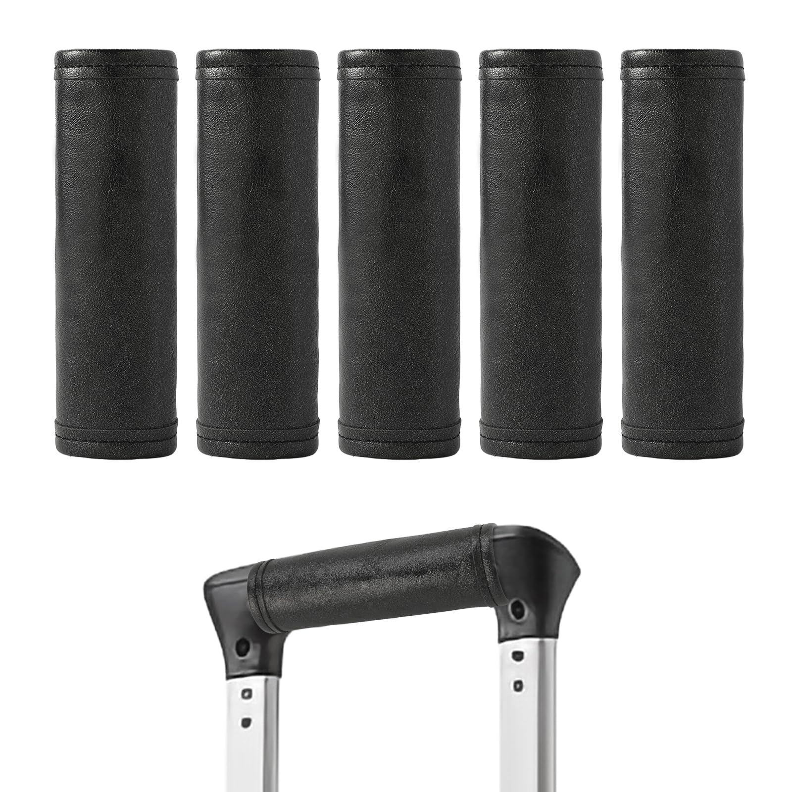 5Pack Luggage Handle Wrap for Suitcase Luggage Identifiers Tag for Suitcases Handle Cover Marker Travel Accessories (05Handle Wrap-Black)