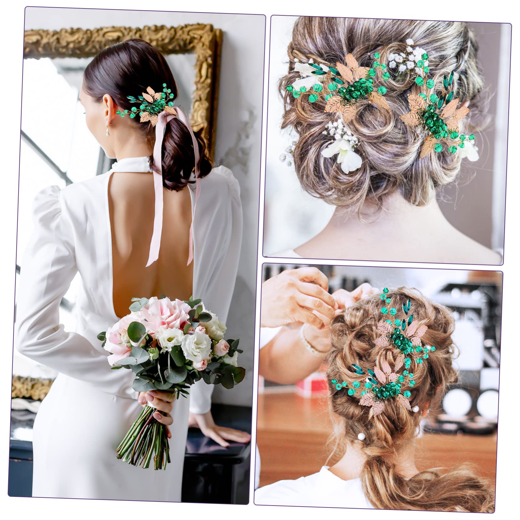 Healeved 6pezzi Pettine Per Sposa Con Decorazione Strass e Foglie Dorate Di Fermagli Eleganti Per Cerimonie Nuziali Accessori Per Da Sposa e Damigelle
