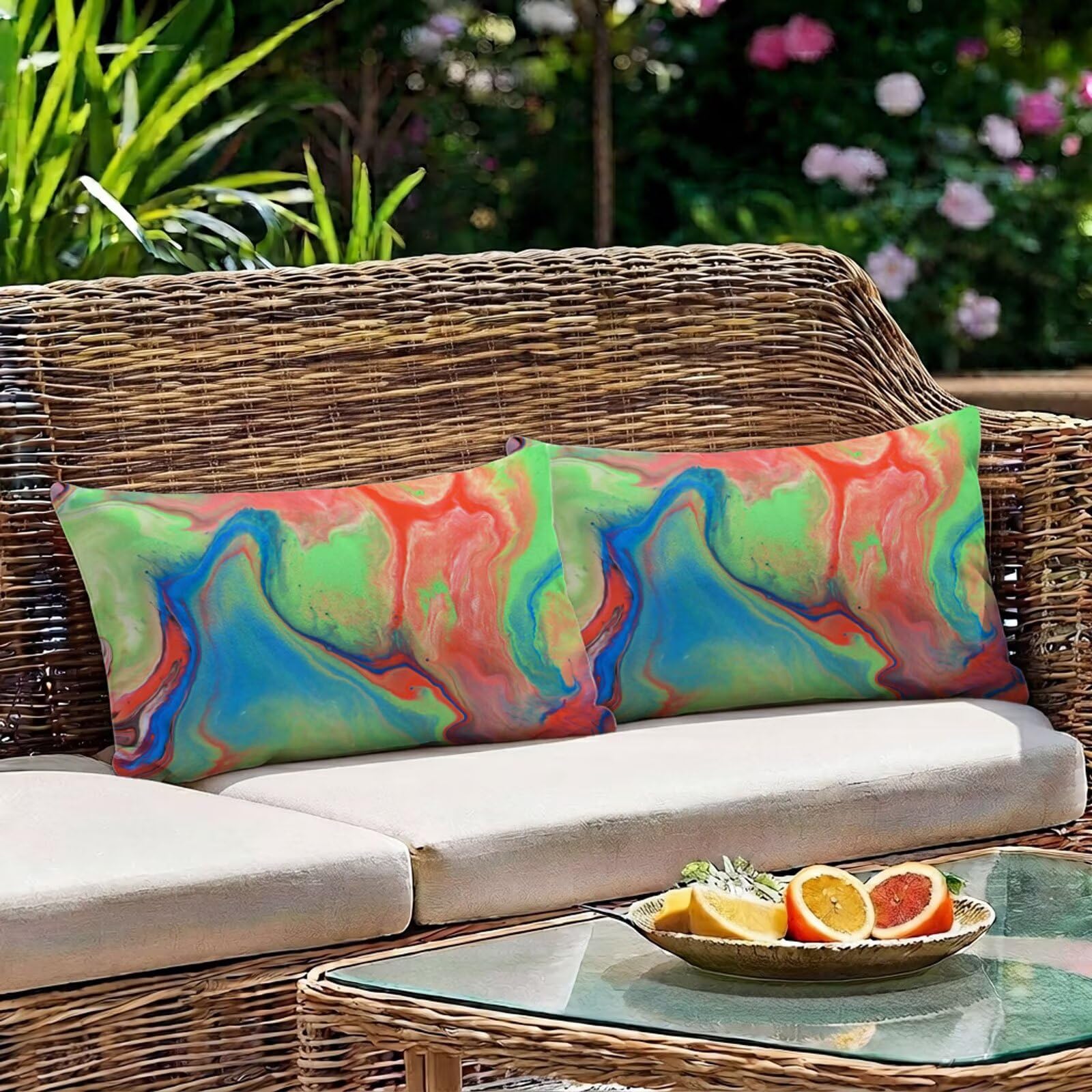 Poszewki na poduszki abstrakcyjny kolor 60 x 80 cm poduszki na zewnątrz