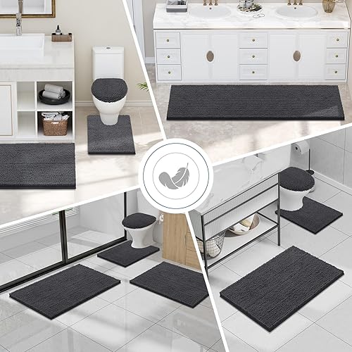 Miniatura 8 de smiry - Lujosa alfombra de baño de felpilla, extra suave y absorbente, lavable a máquina, antideslizante para bañera, ducha y cuarto de baño (30 x