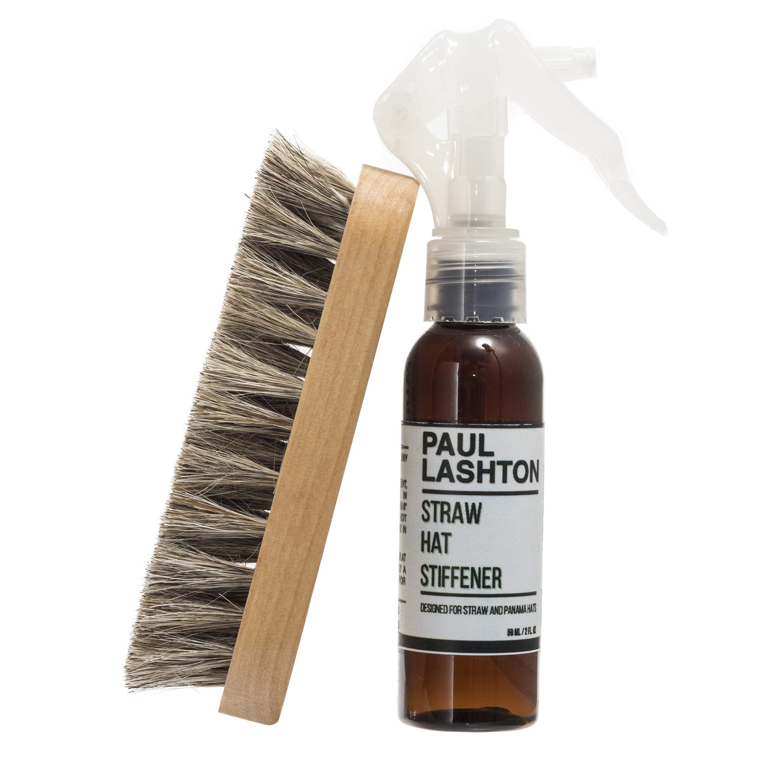 Paul Lashton Stiffener Set with Brush Hat Care Premium Solution Safe on All Materials Designed for Cotton Wool Felt Straw Panama Montecristi Baseball Caps, More Will Not Affect Texture Color Clear,