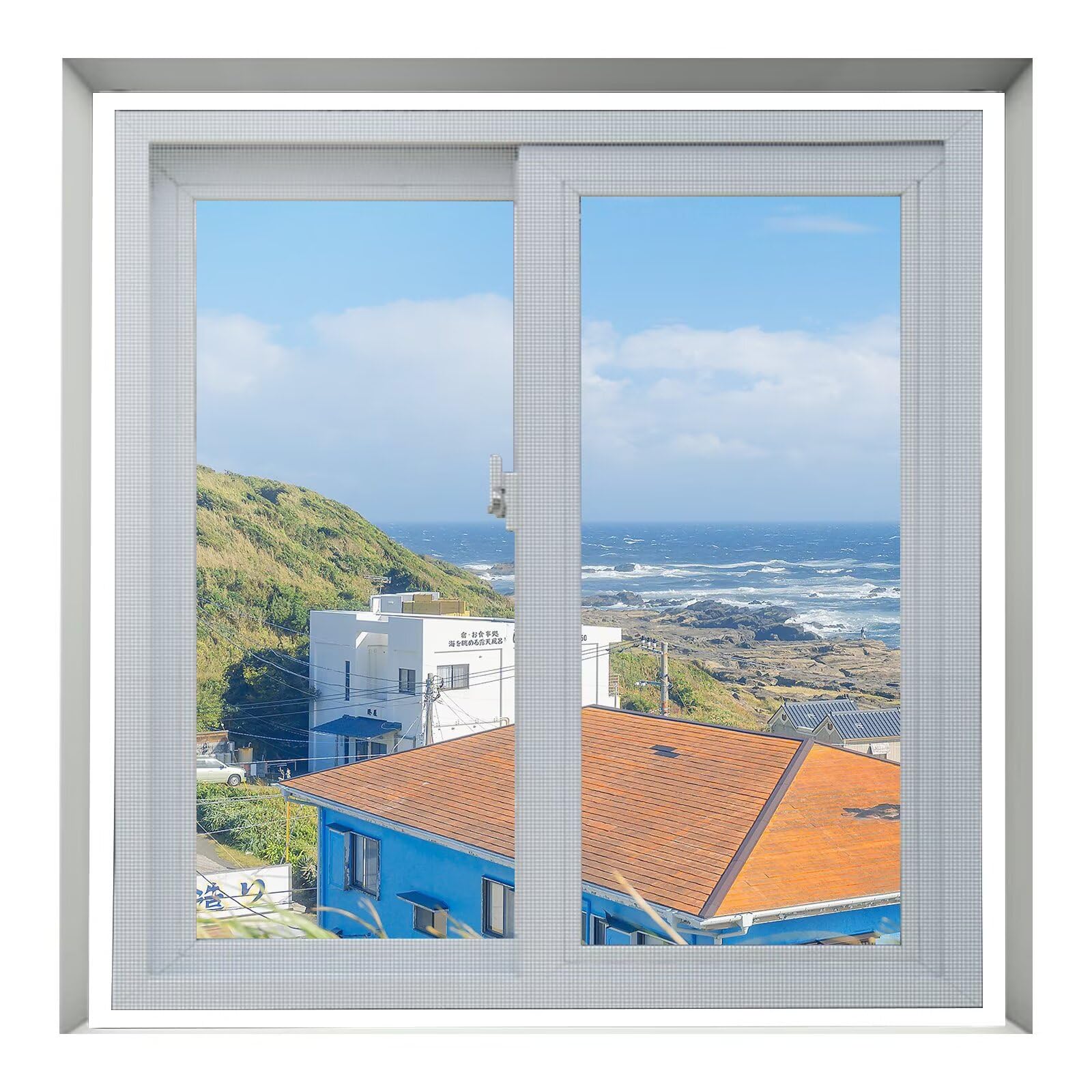 Ventana mosquitera 180x180cm Mosquitera para ventana de alta transparencia con cinta adhesiva, fácil instalación,blanco