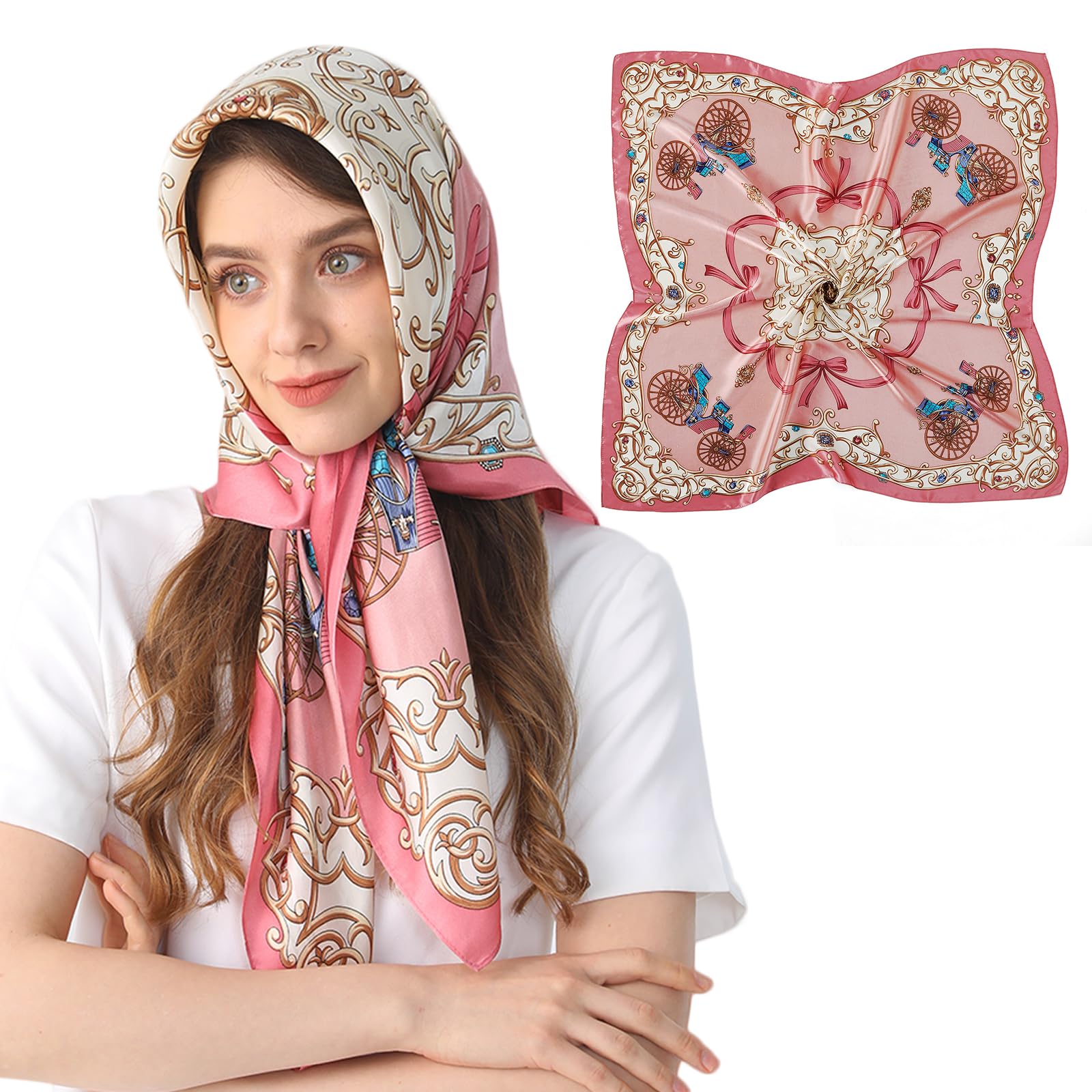 cxzymcln 100% Mulberry Silk Neck Scarf 35" Inches Large Square Scarfs for Women Gift Packed