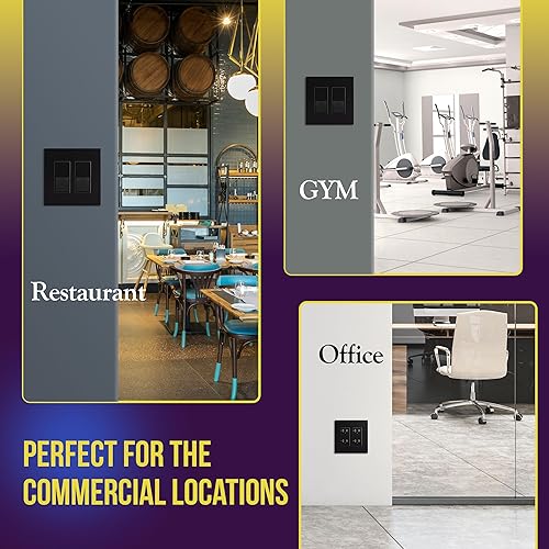 Miniatura 466 de ENERLITES SI8834-BK - Placa de pared decorativa sin tornillos, cubierta de enchufe segura, 4 entradas, 4.68 x 8.30 pulgadas (alto x largo), Negro