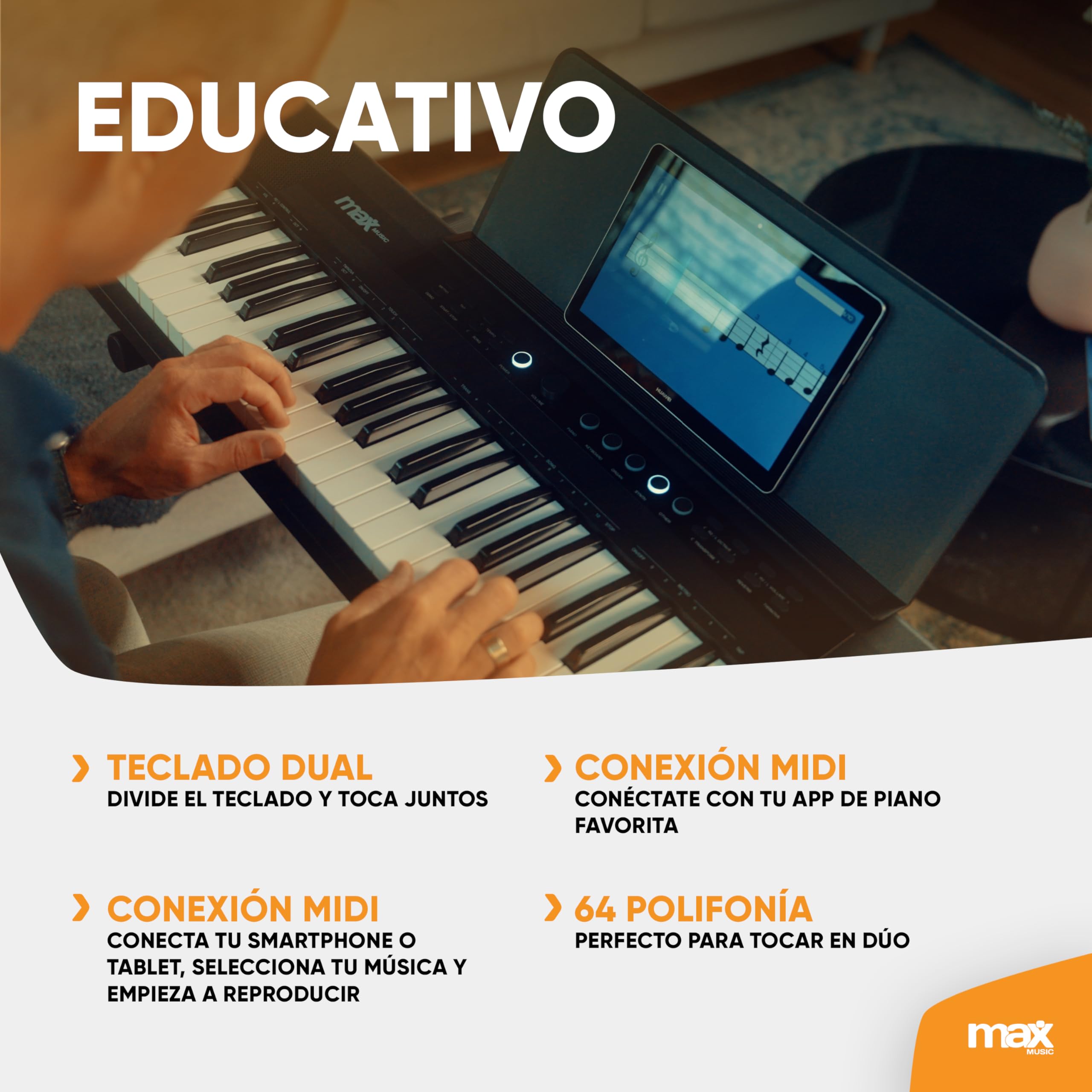 MAX Rhapsody DP88 Piano teclado digital de 88 teclas sensibles al tacto, altavoces estéreo, pedal sustain, 10 sonidos, ritmos, 26 canciones demo, efectos, conexión USB/Midi, soporte de partituras