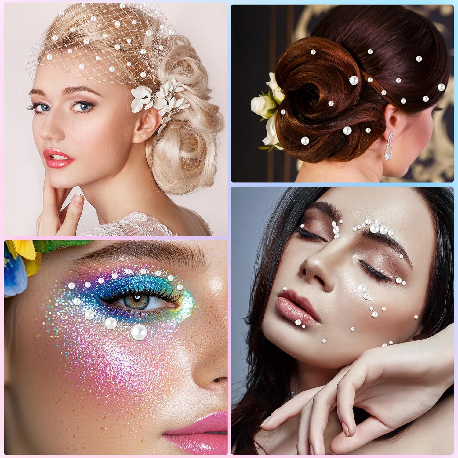 NEBURORA 6500 Pcs White Flat Back Pearl Kit 7 Sizes with Tweezer and Picker Pencil Half Round Flatback Pearls Beads for DIY Crafts Nail Art Makeup Jewelry - Image 5